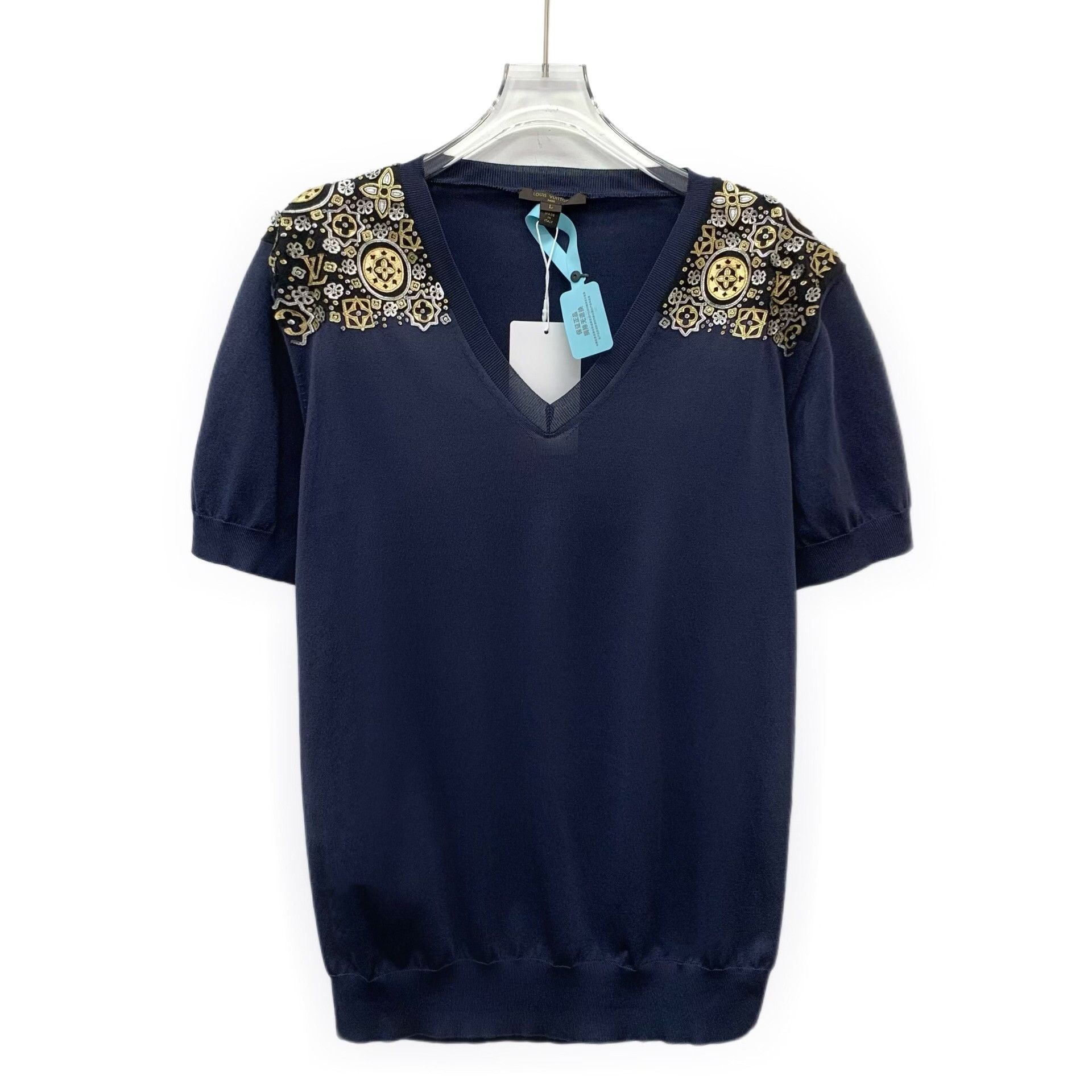 Louis Vuitton Louis Vuitton Beaded Shoulder Monogram Knit Top L Size L / US 10 / IT 46 - 1 Thumbnail