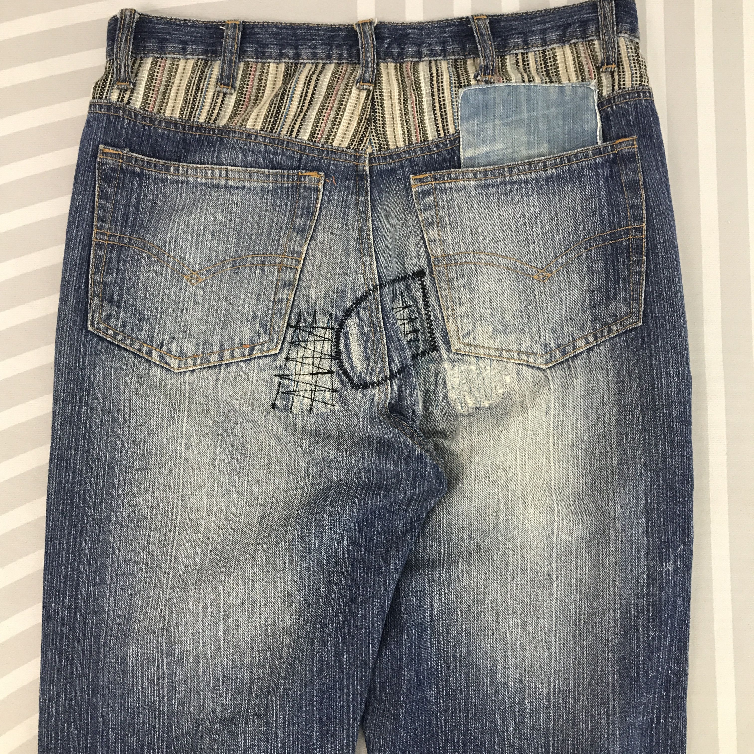 Japanese Brand Vintage Decomp patchwork style Distressed Jeans Size US 31 - 5 Thumbnail
