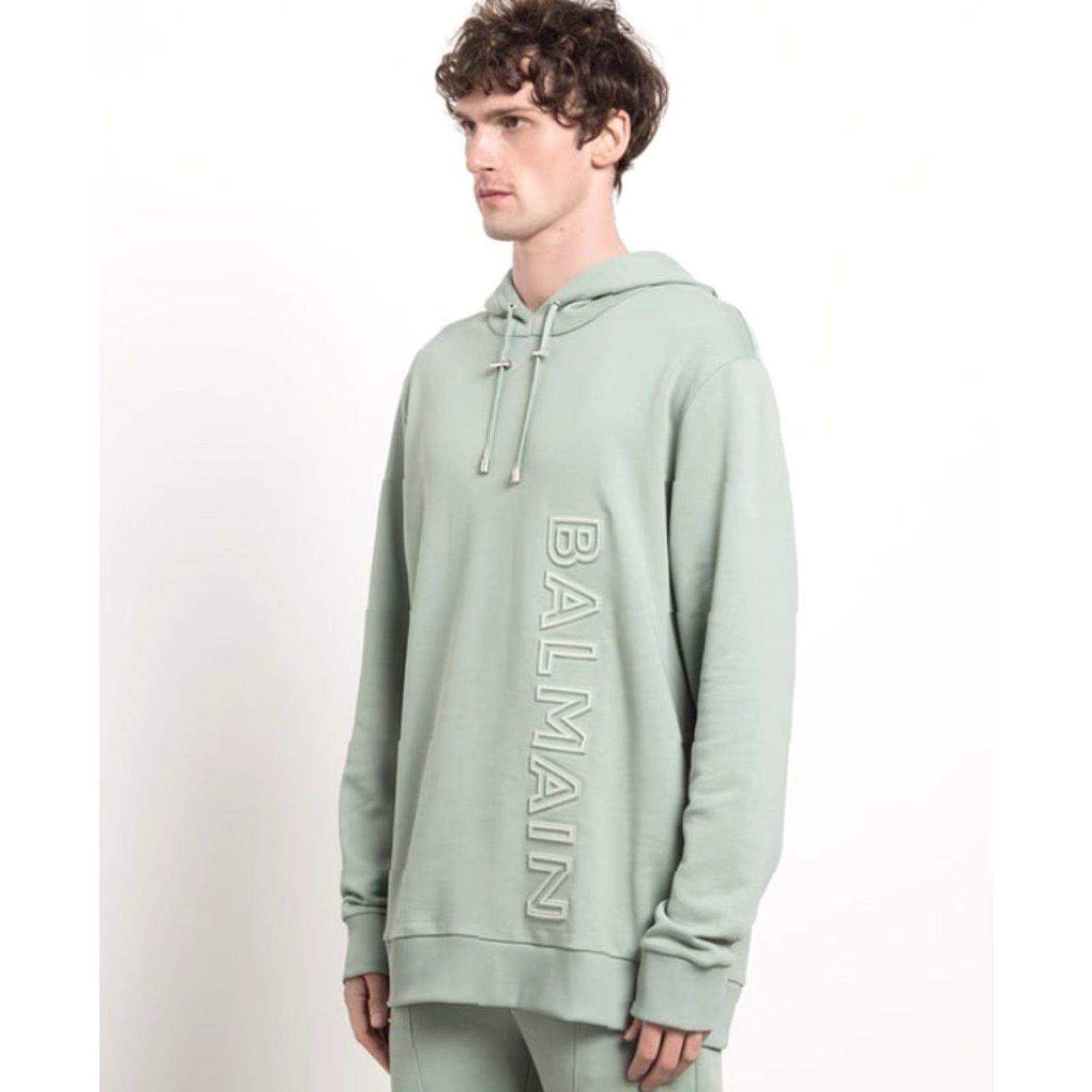 Balmain VINTAGE Balmain Paris Logo-Embossed Green Terry Hoodie L Mens Hoodie Logo Paris Green L Regular Pullover Size US L / EU 52-54 / 3 - 4 Thumbnail