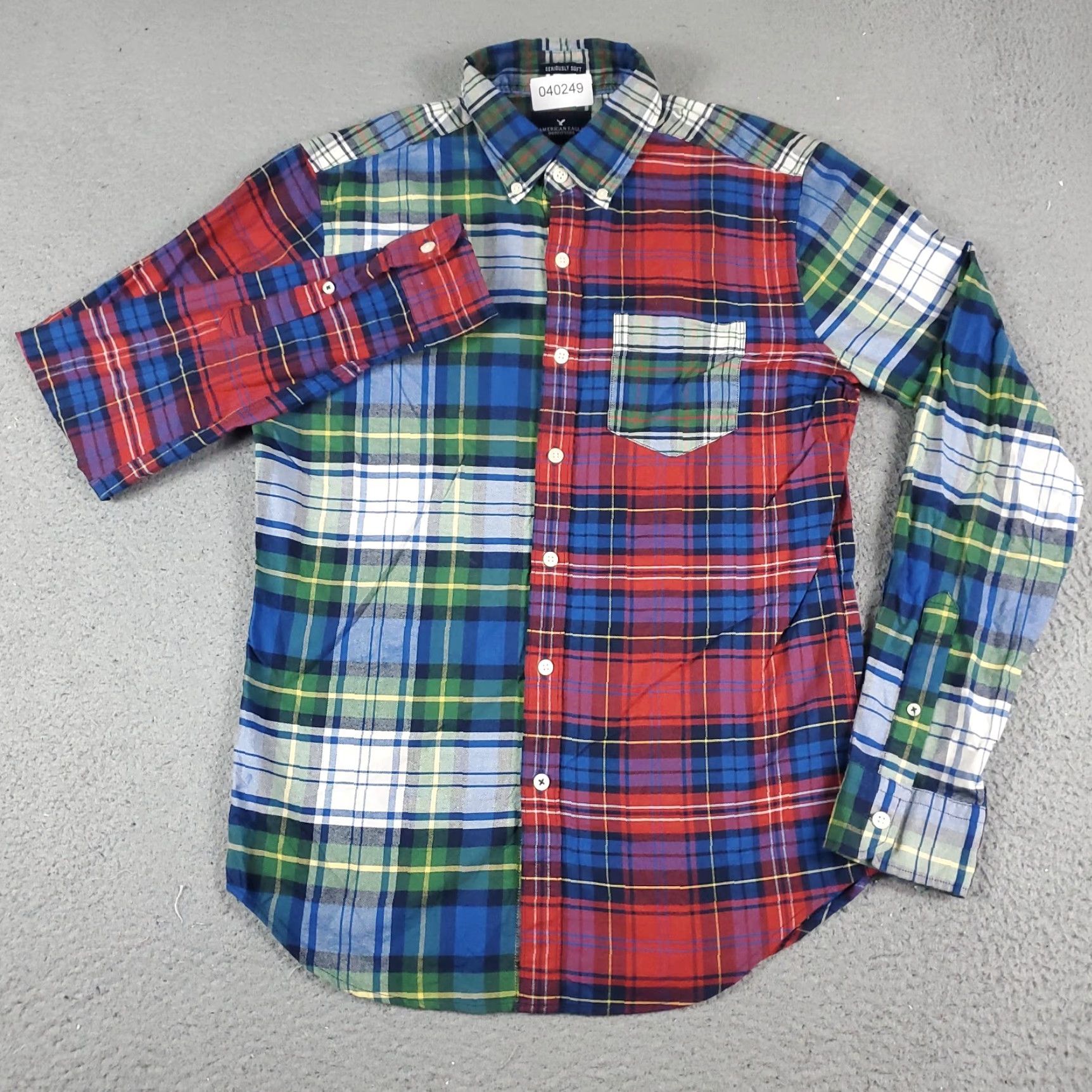 American Eagle Outfitters American Eagle Outfitters Shirt Mens XS Blue Plaid Long Sleeve Cotton Button-Up Casual Size US XS / EU 42 / 0 - 2 Thumbnail