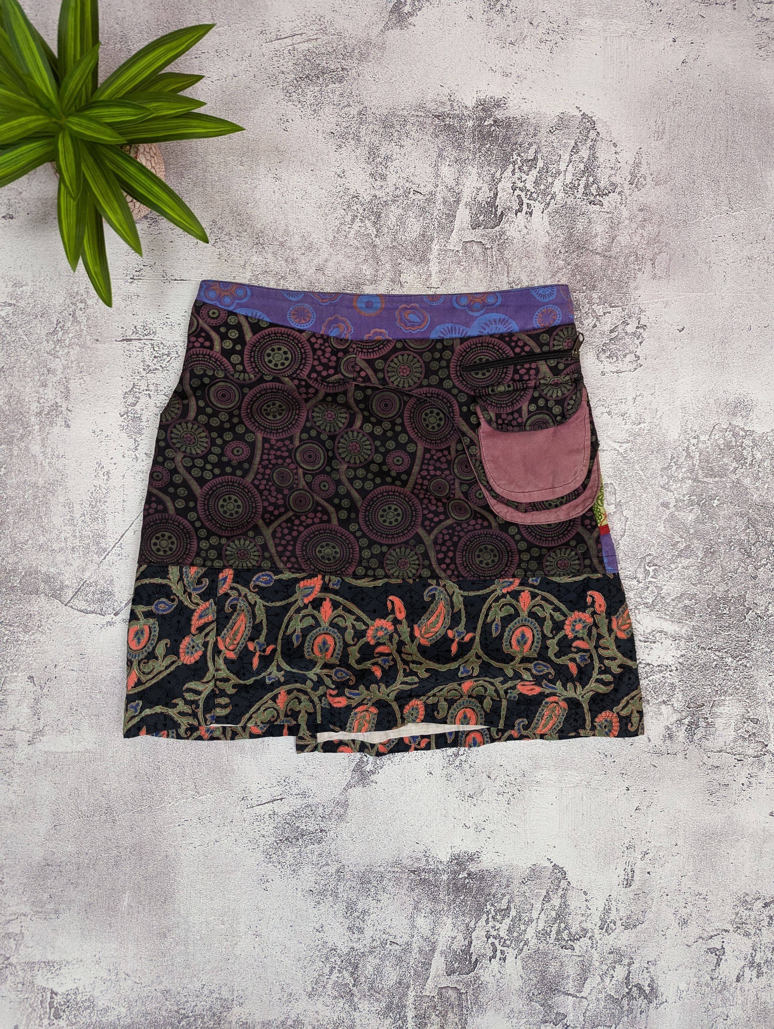 Japanese Brand VTG Japanese Patchwork Wrap Skirt Boho Fairy M/L Size 31" - 12 Thumbnail
