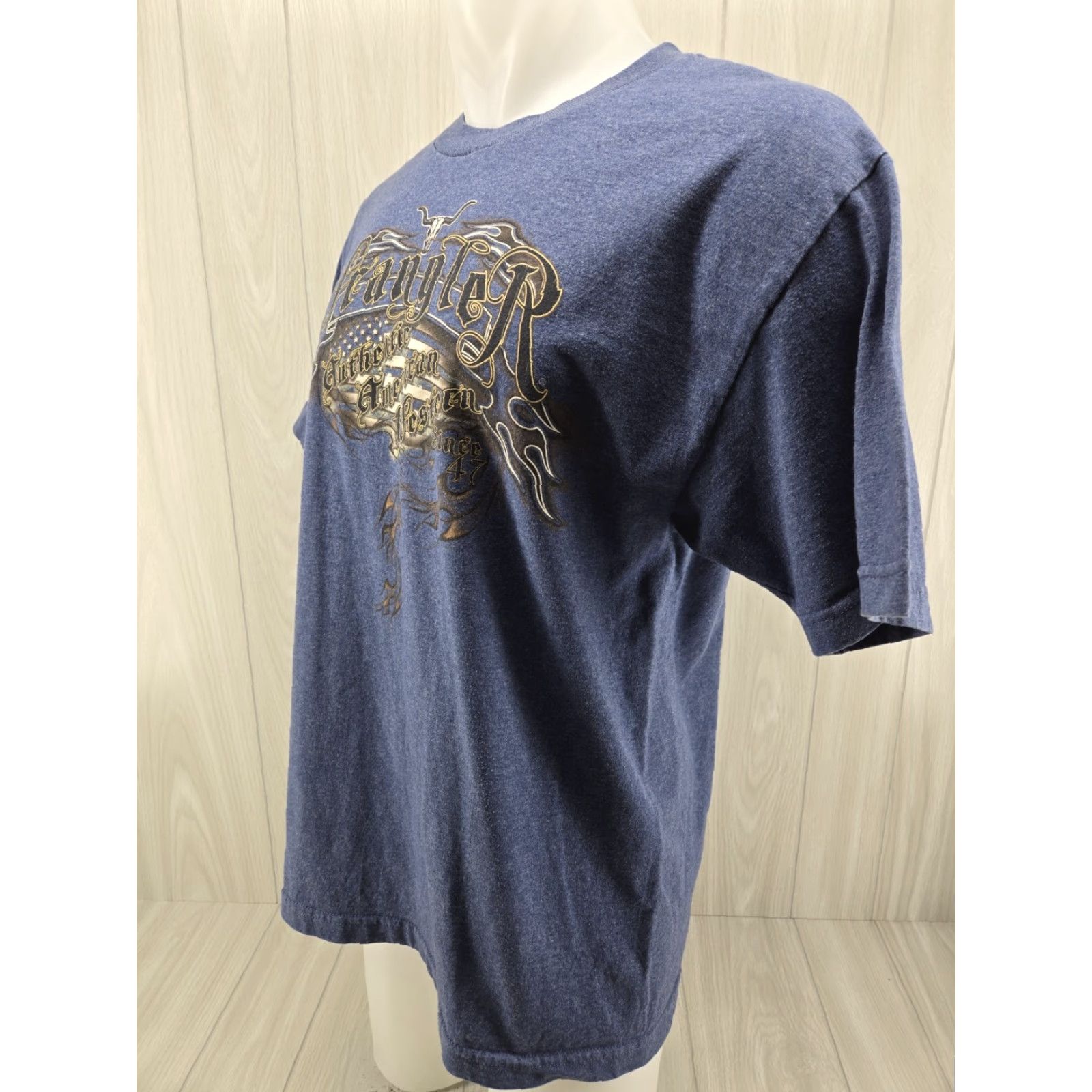 Wrangler Wrangler Shirt Mens Large Blue Short Sleeve American Flag Crew T Shirt Tee Size US L / EU 52-54 / 3 - 3 Thumbnail