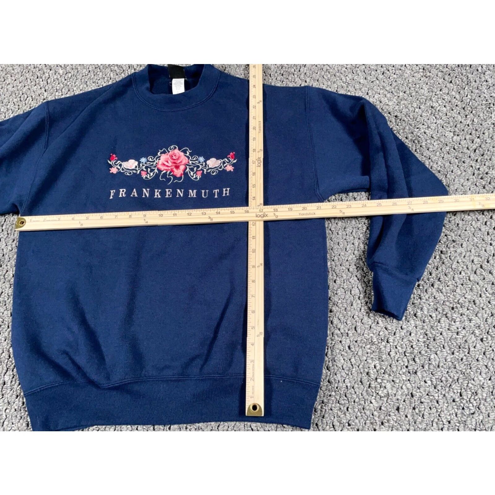 Vintage VINTAGE Signal Sweatshirt Adult Large Dark Blue Embroidered Flowers 90s Womens Size L / US 10 / IT 46 - 7 Thumbnail
