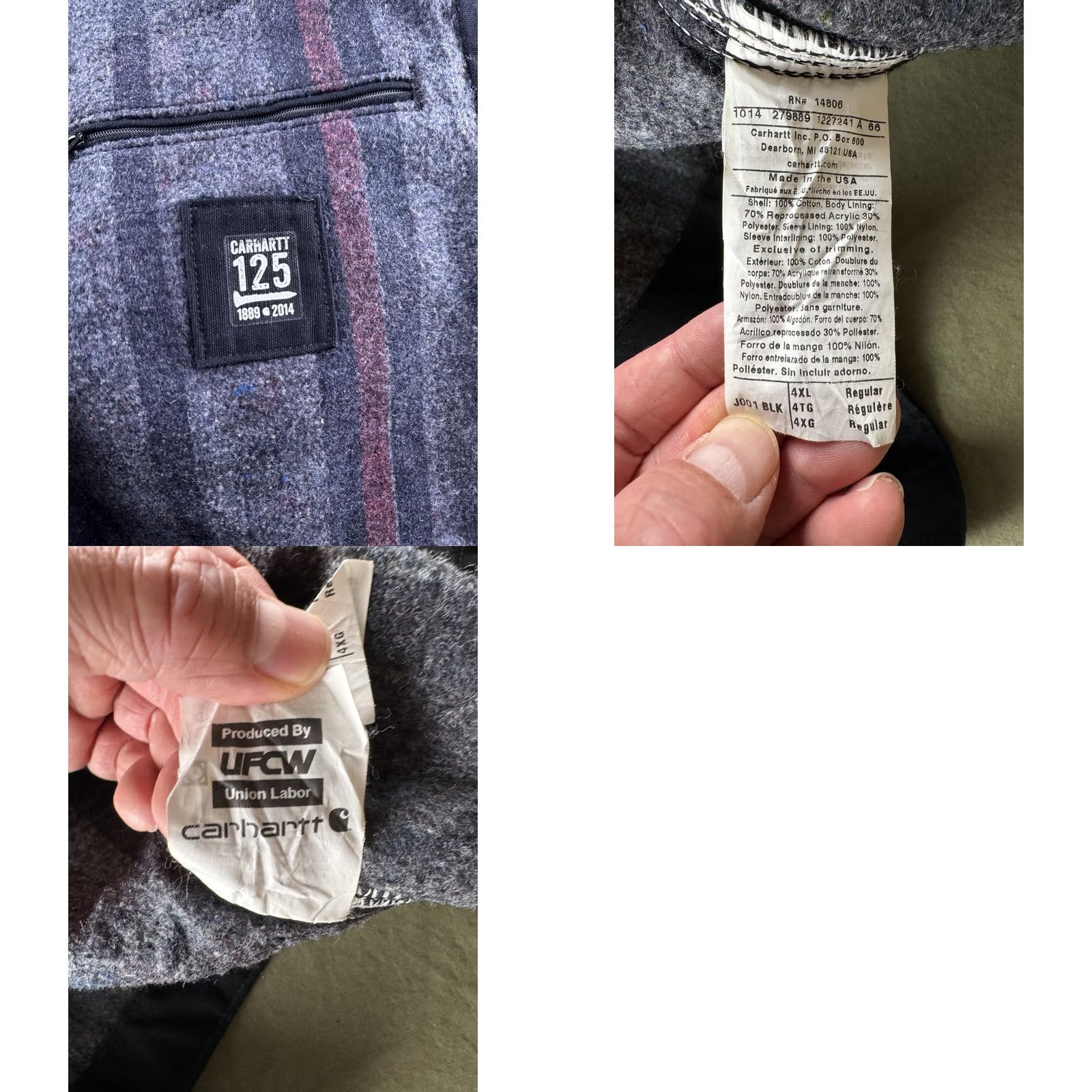 Carhartt Carhartt J001 Detroit Jacket USA Made Blanket Lined Workwear 4XL Black Mens Size US XXL / EU 58 / 5 - 10 Thumbnail