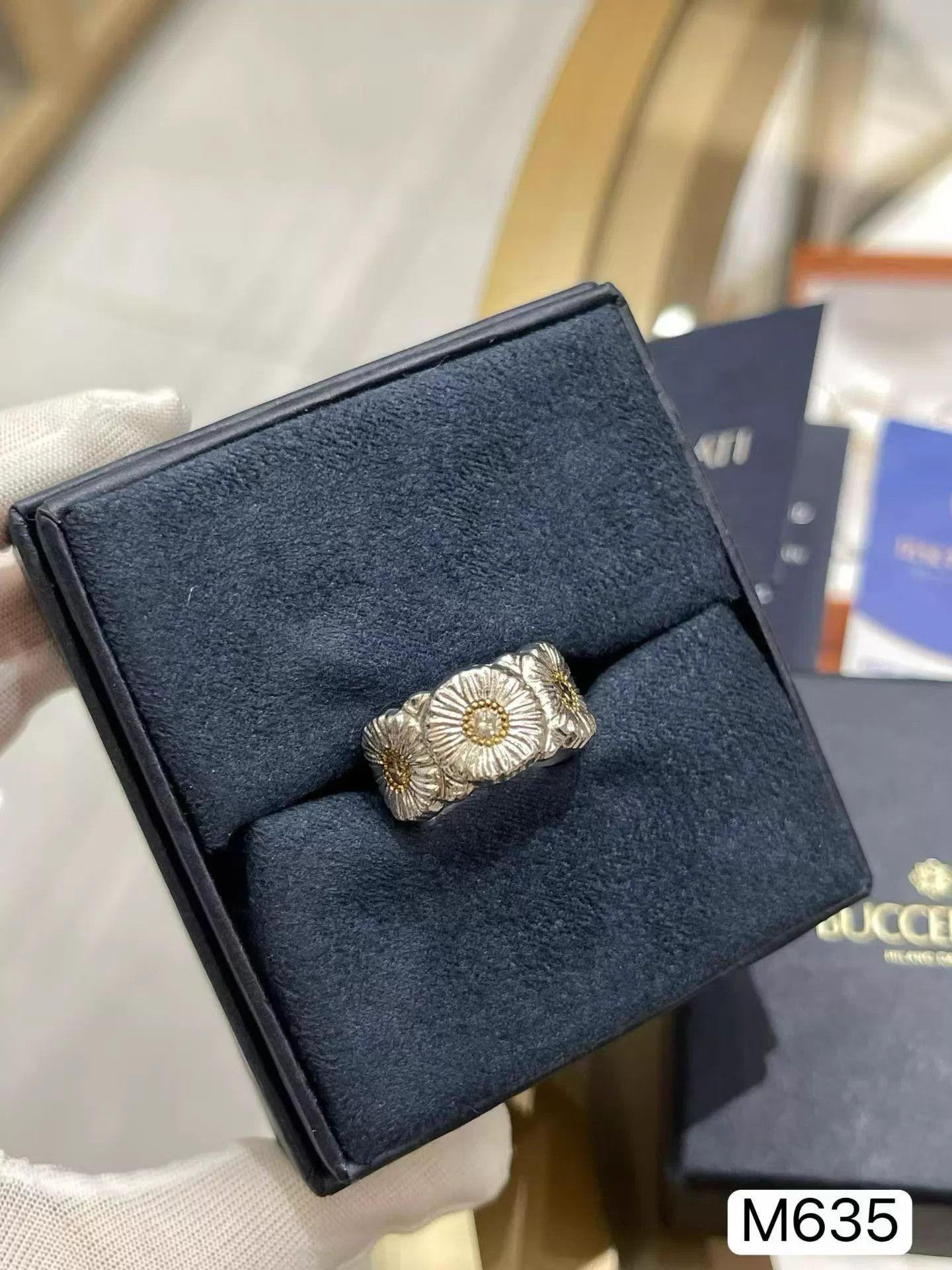 Buccellati Buccellati Daisy Diamond Open Ring 925 Silver Size 49 Size ONE SIZE - 1 Thumbnail