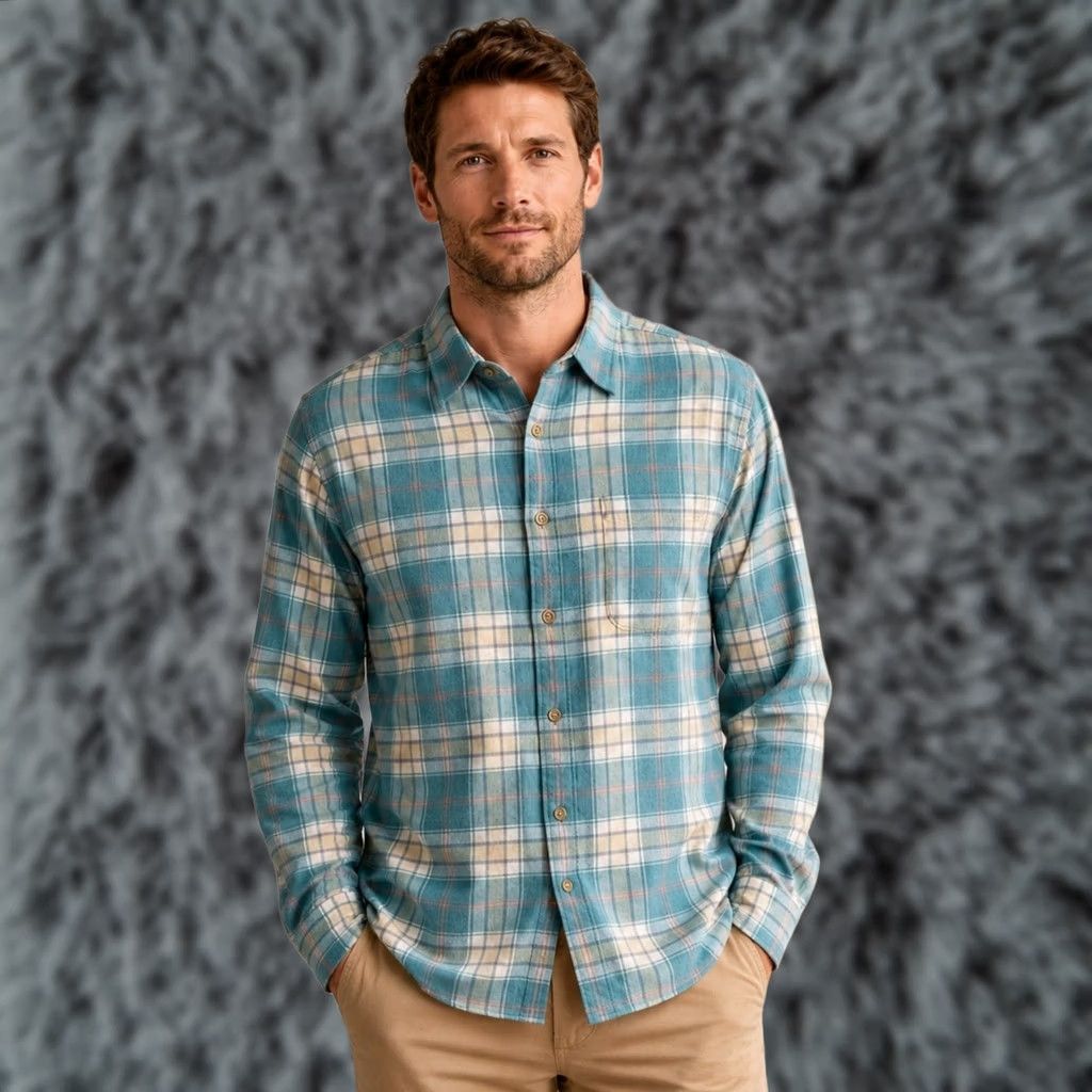 Faherty Faherty Button-Up Plaid Flannel Long Sleeve Lightweight Green Large Mens Size US L / EU 52-54 / 3 - 1 Thumbnail