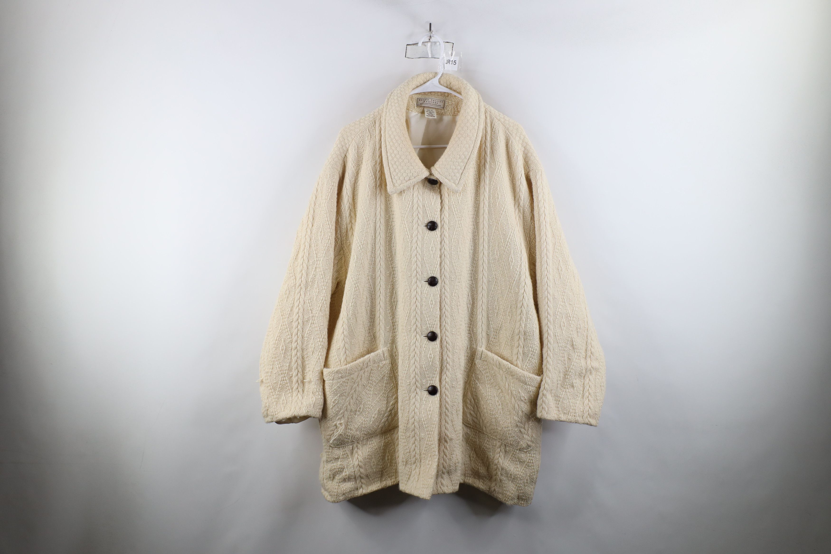 Vintage Vintage Streetwear Wool Fisherman Cable Knit Jacket Cream Size 3XL / US 20-22 - 1 Thumbnail