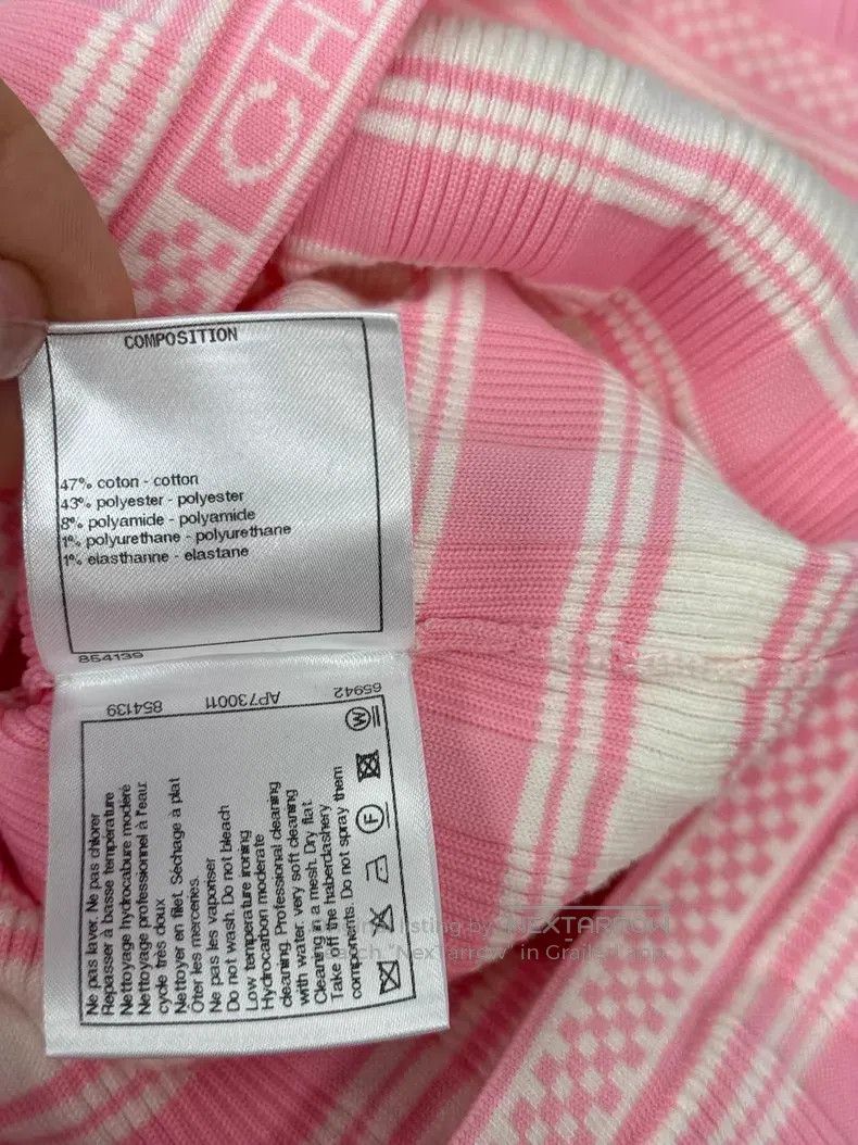 Chanel Chanel Pink striped knitted short sleeves Size XS / US 0-2 / IT 36-38 - 6 Thumbnail
