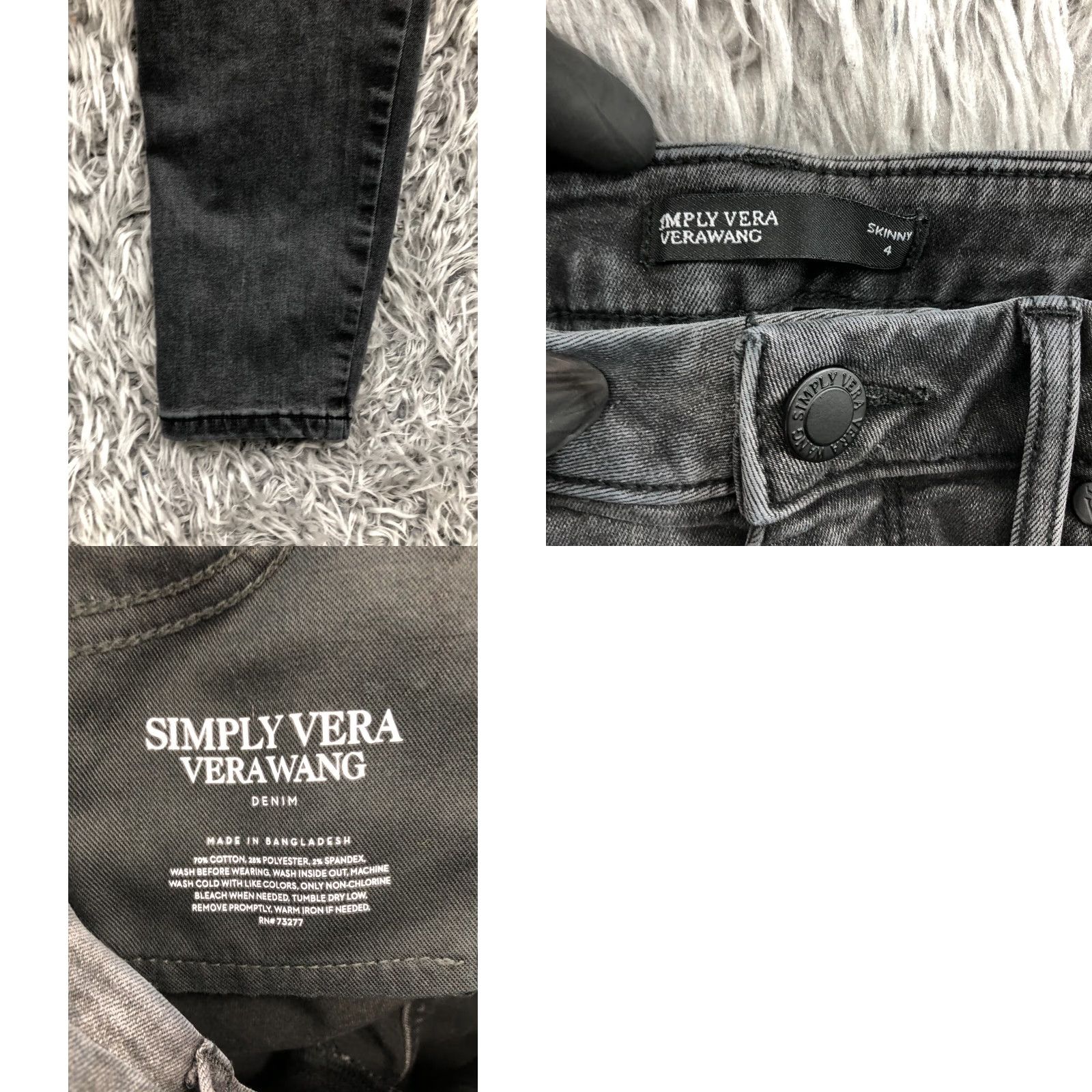 Vintage Simply Vera Wang Jeans Womens Size 4 Black Skinny Dark Wash Size 27" / US 4 / IT 40 - 8 Thumbnail