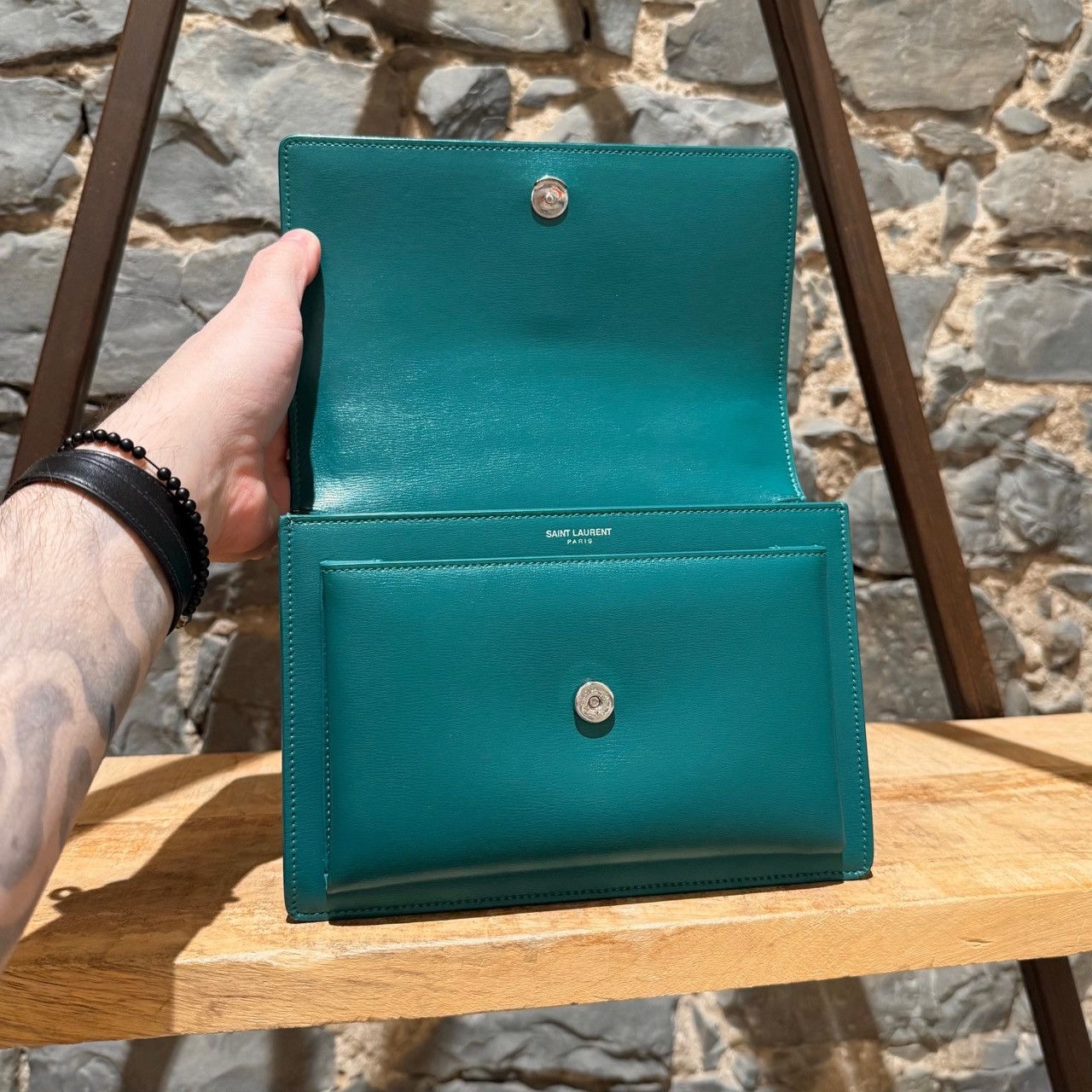 Yves Saint Laurent Saint Laurent Green Smooth Leather Medium Sunset Bag Size ONE SIZE - 20 Thumbnail