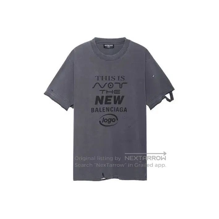 Balenciaga Black Distressed Print Cotton T.