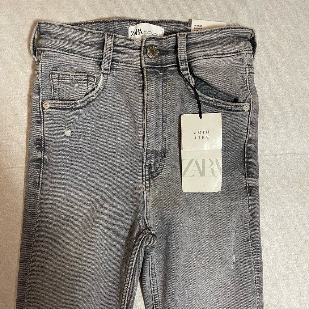 Zara NWT New Zara Hi-Rise Ankle Length Vintage Skinny Grey Jeans Size 26" / US 2 / IT 38 - 9 Thumbnail