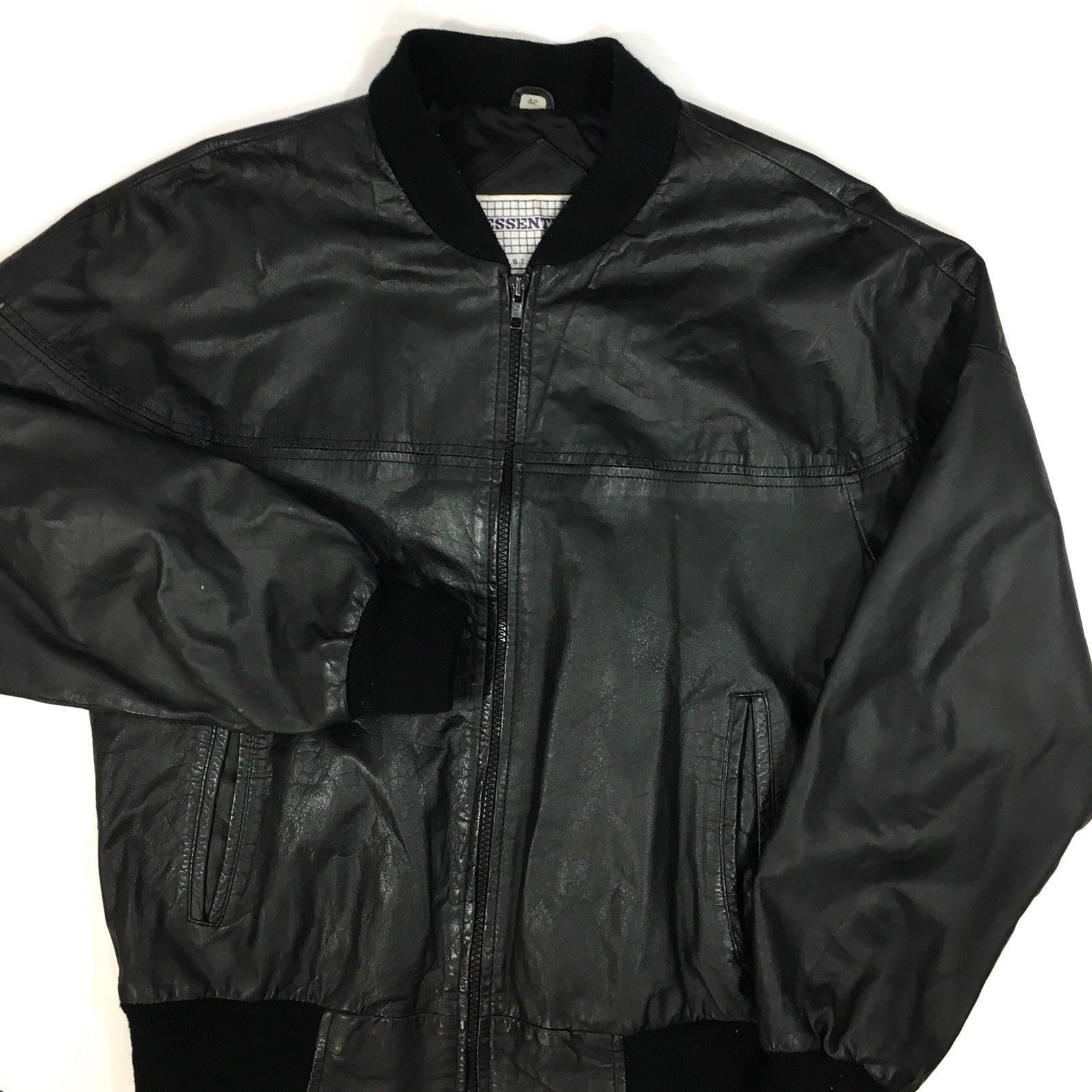 Essentials Vtg Essentials Black Leather CAFE RACER Motorcycle Jacket Size US L / EU 52-54 / 3 - 9 Thumbnail