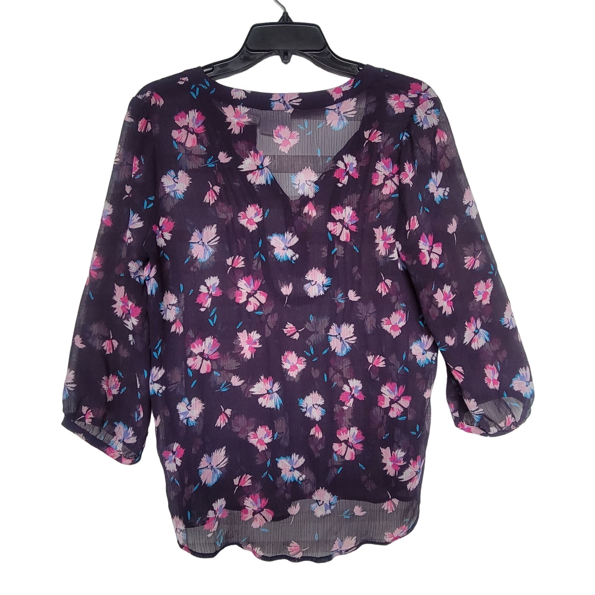 Other ✨Sz S St. John's Bay Women's Navy Blue Floral 3/4 Sleeve Bl Size S / US 4 / IT 40 - 2 Thumbnail