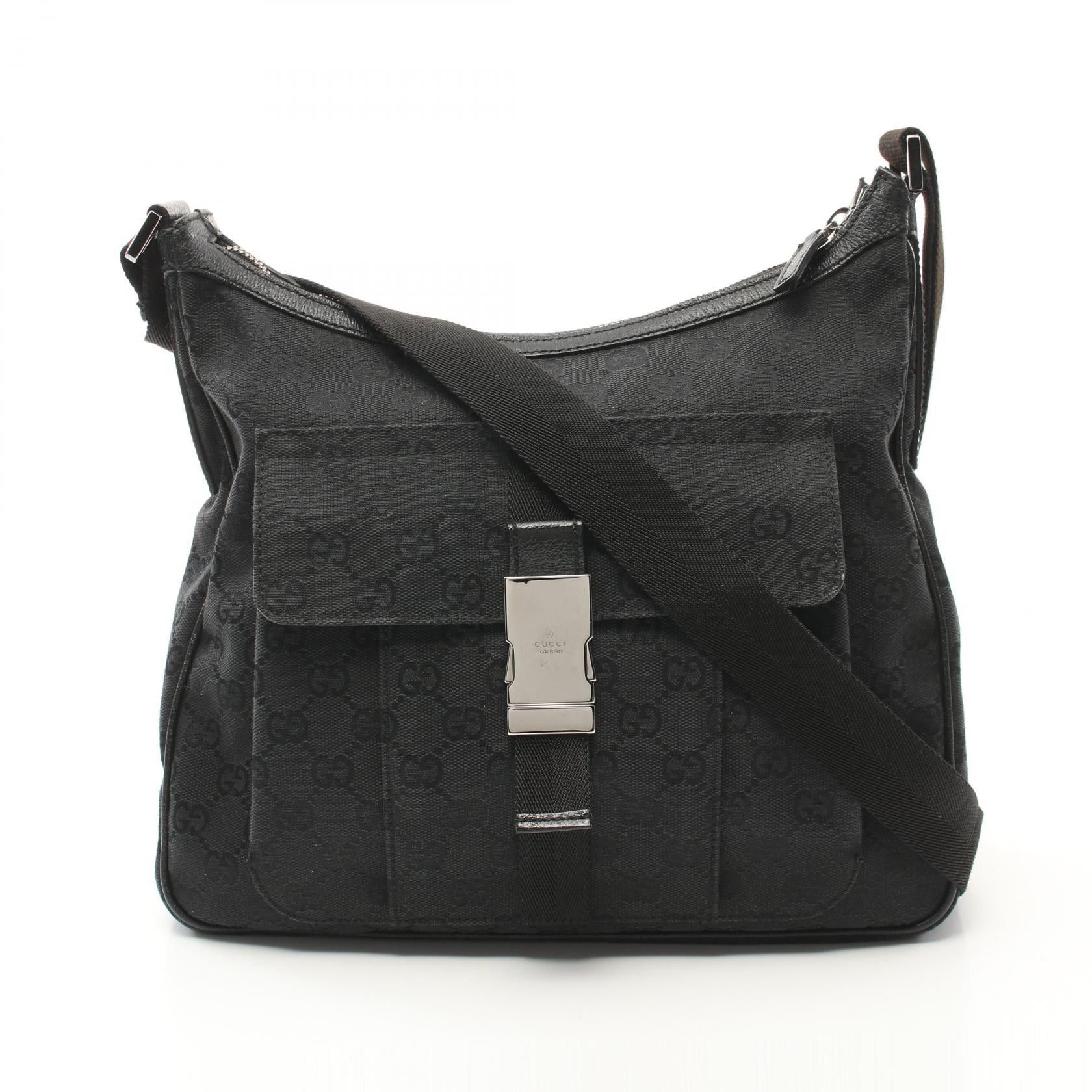 Gucci Gucci Gg Canvas Shoulder Bag Leather Black Size ONE SIZE - 1 Thumbnail