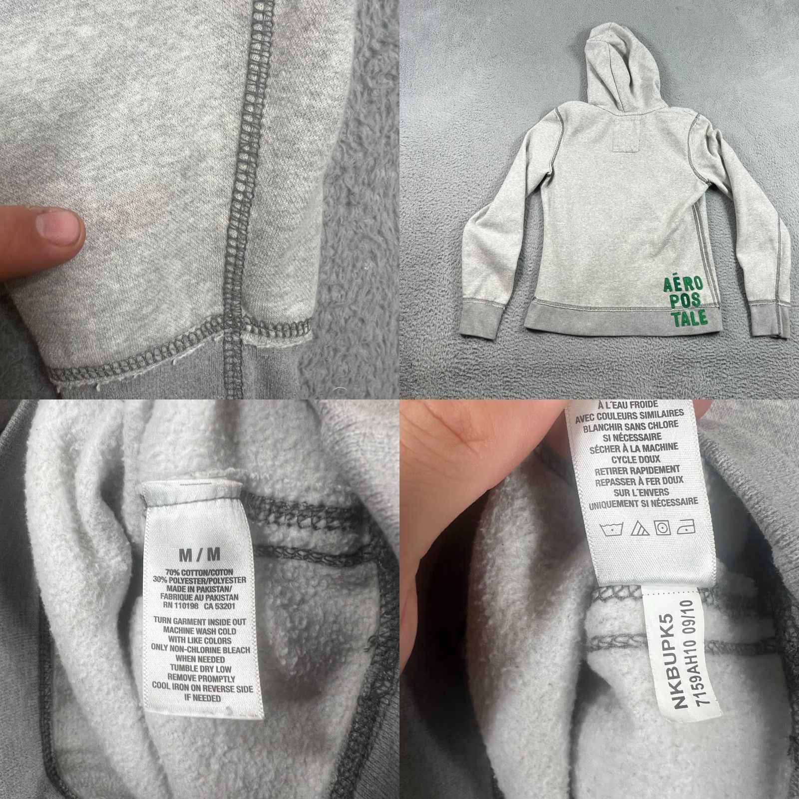 Vintage Aéropostale Dream On Exposed Seam Hoodie Pullover Sweatshirt Long Sleeve Gray M Size M / US 6-8 / IT 42-44 - 8 Thumbnail