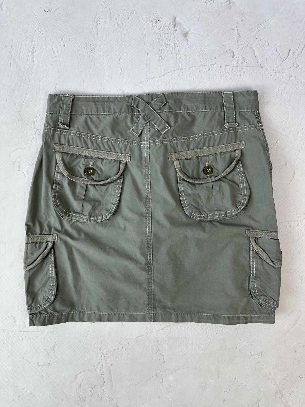 If Six Was Nine Vintage Khaki Cargo Mini Skirt Size 34" / US 12 / IT 48 - 5 Thumbnail