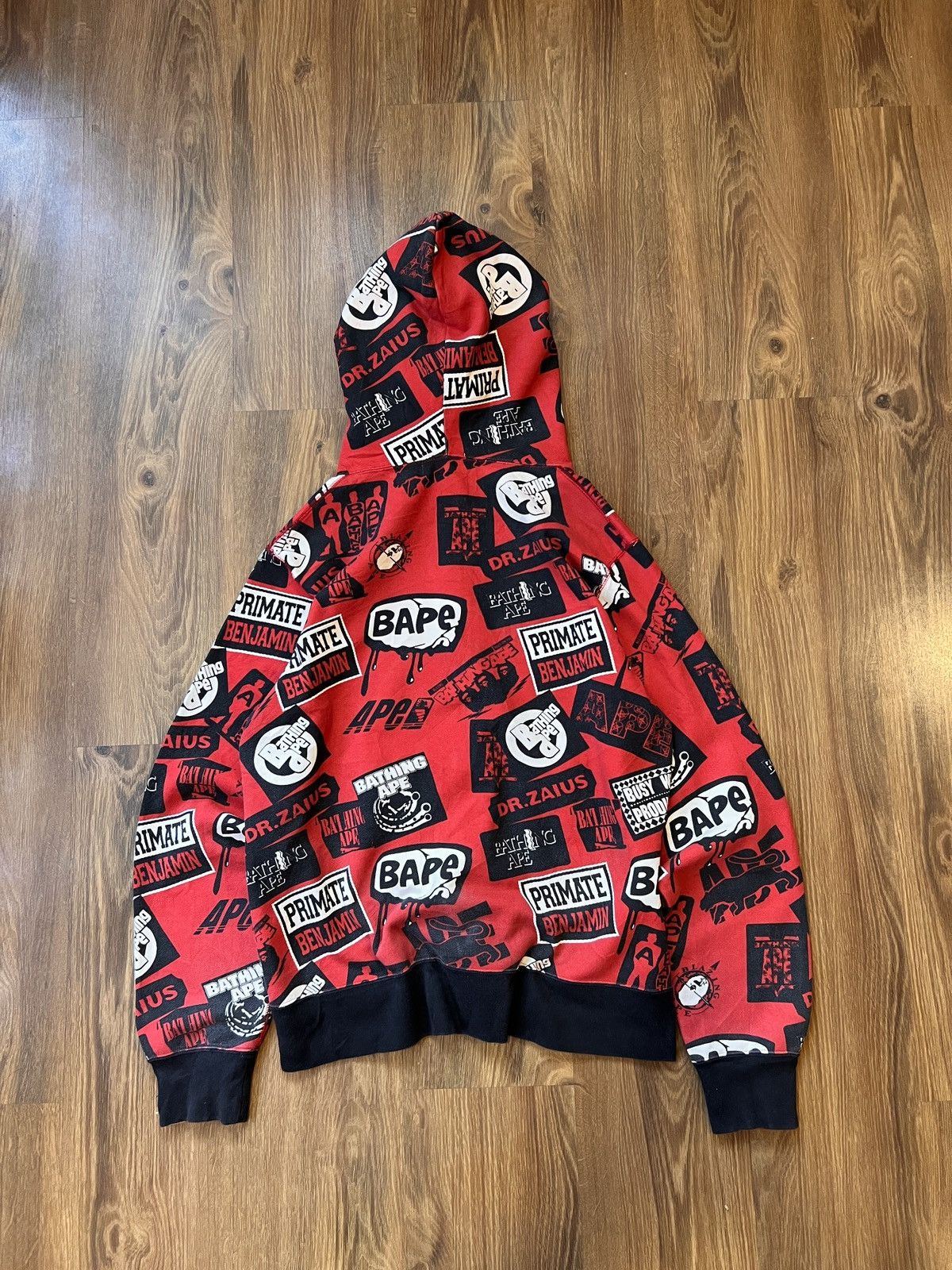 Bape Rare Bape Nigo Dr. Zaius Zip Hoodie (Red/White/Black) Size US XL / EU 56 / 4 - 9 Thumbnail