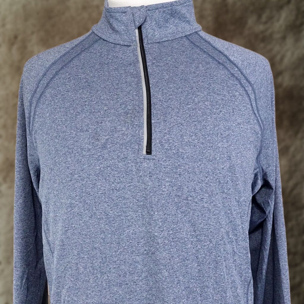 Lands' End Lands' End Mens Large Blue Heather Quarter-Zip Performance Pullover Knit Size US L / EU 52-54 / 3 - 1 Thumbnail