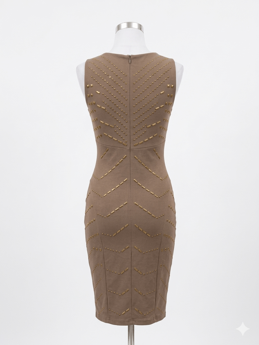 House of CB Rare OG Celeb Boutique "Ivana" Studded Bandage Dress - Mink Size M / US 6-8 / IT 42-44 - 3 Thumbnail