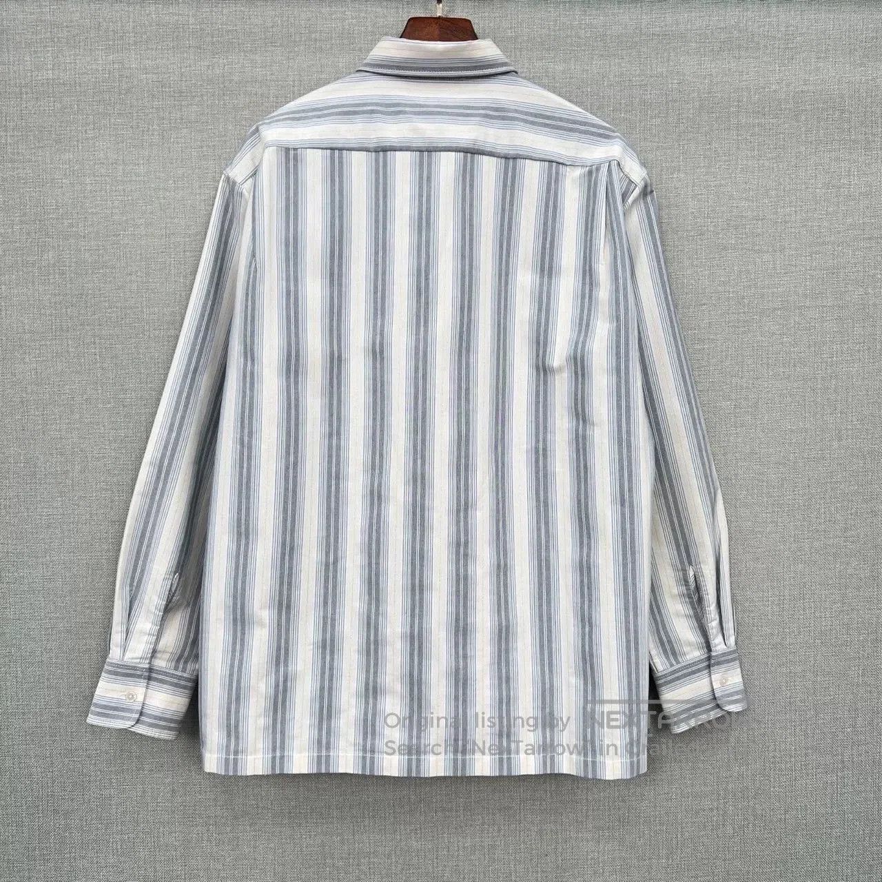 Acne Studios Acne Studios Gray-Blue Gold Stripe Shirt. Size US S / EU 44-46 / 1 - 2 Thumbnail