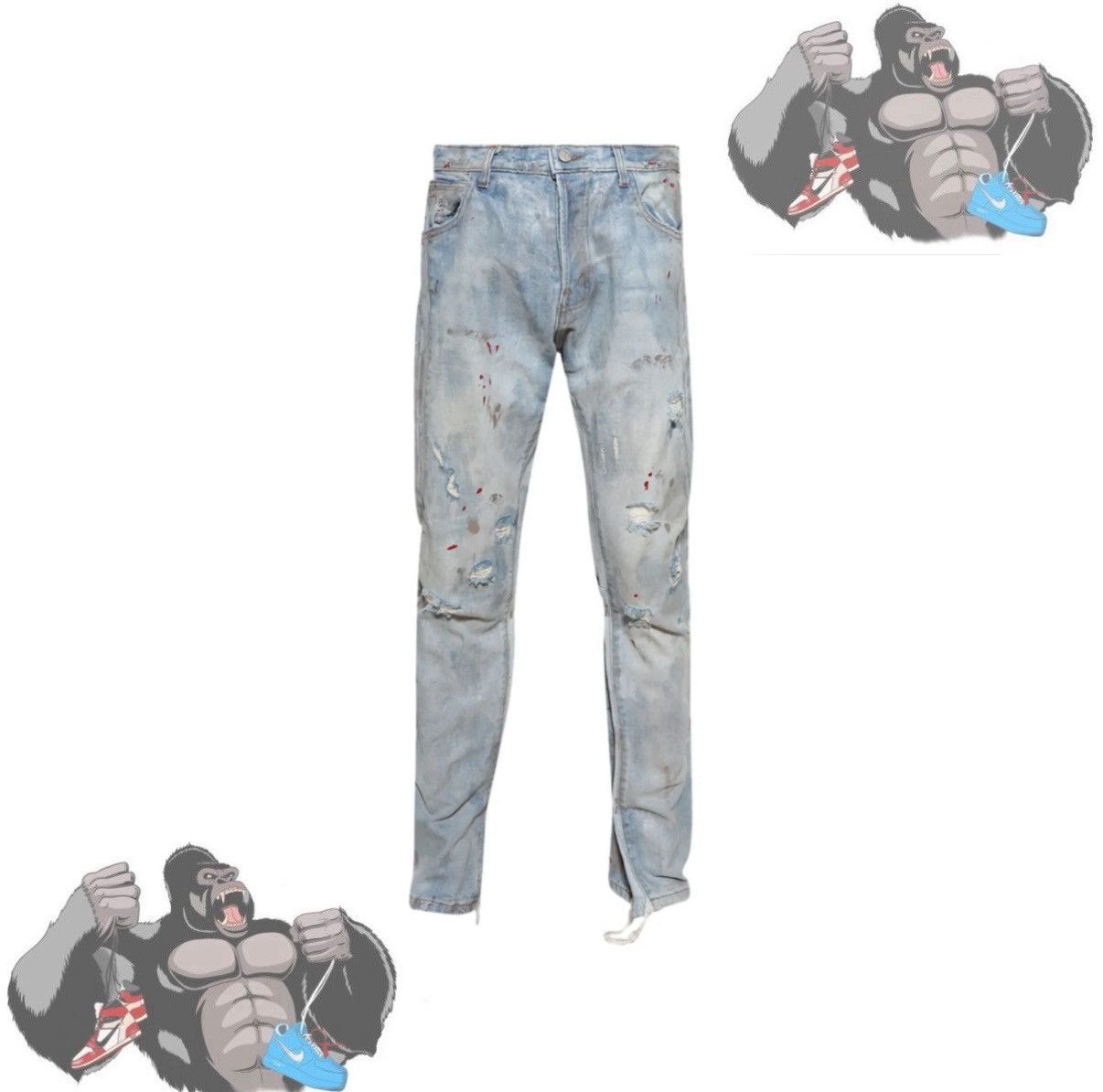RRR-123 RRR123 Painted Repented Pants Indigo Size US 34 / EU 50 - 1 Thumbnail