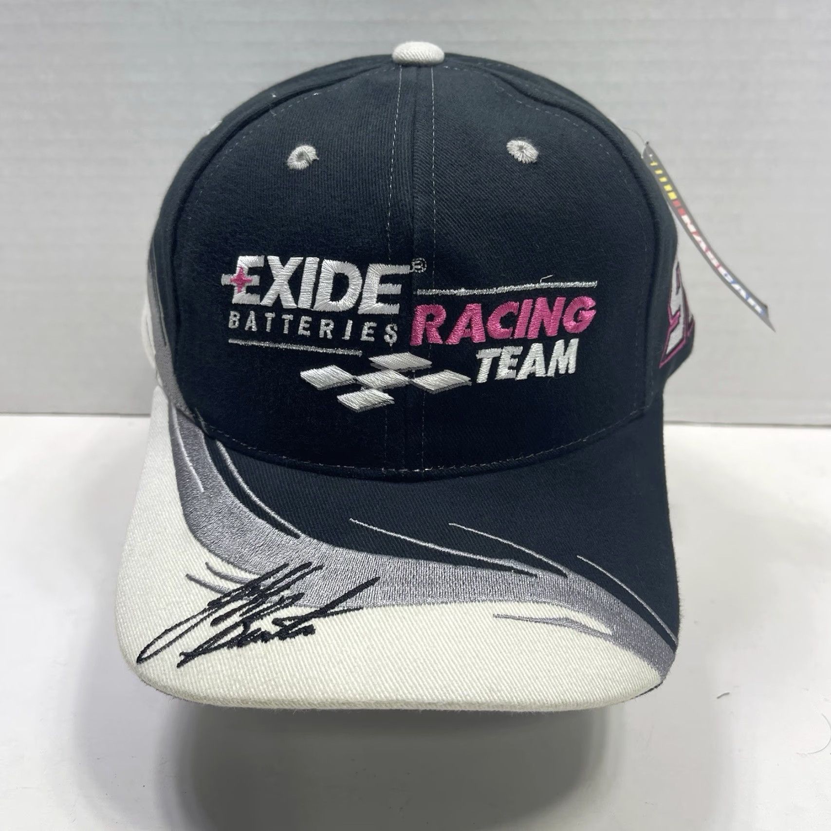 Vintage VINTAGE Checkered Flag Hat Racing Baseball Cap One Size White Jeff Burton #99 NWT Exide Batteries Roush Racing Mens Size ONE SIZE - 2 Thumbnail