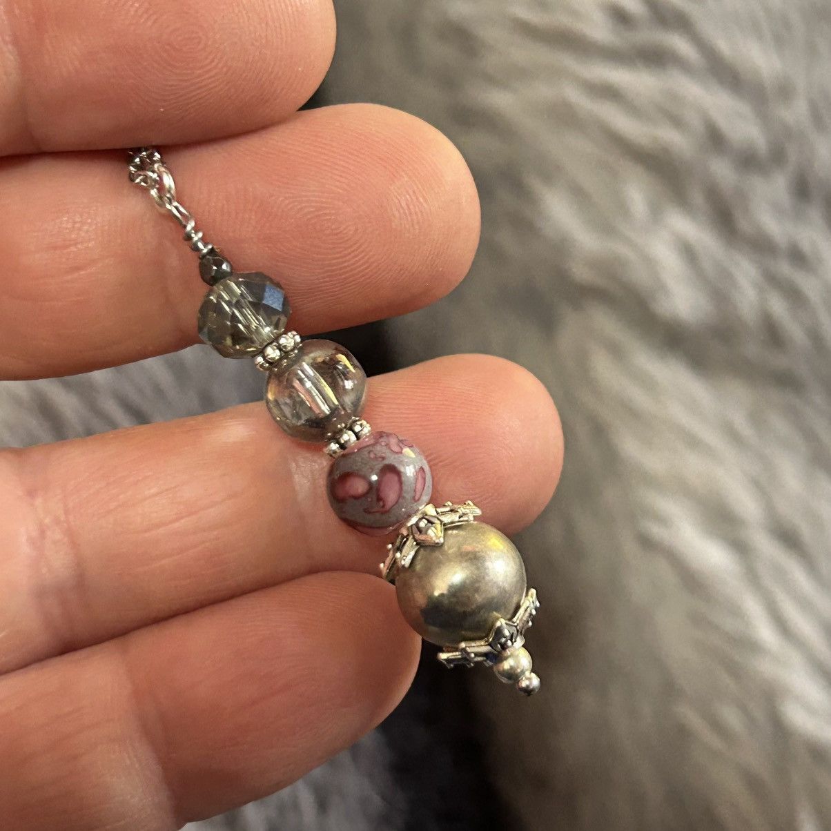 Handmade Handcrafted faceted crystal vintage bead hematite necklace Size ONE SIZE - 1 Thumbnail