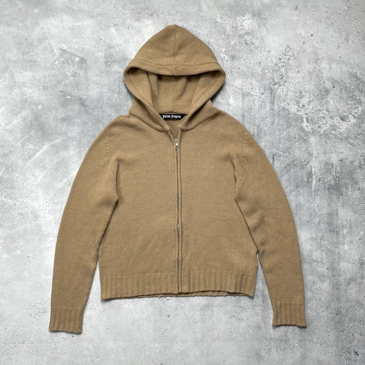 Palm Angels Palm Angels Curved Logo Zip-Up Knitted Hoodie Cardigan Size US S / EU 44-46 / 1 - 1 Thumbnail