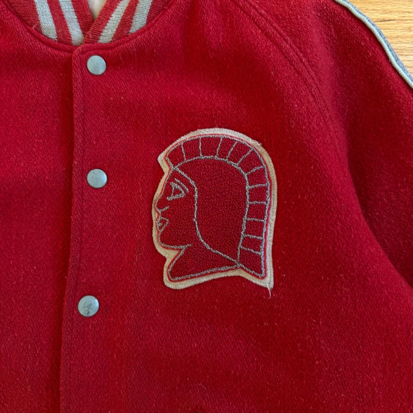 RRL Ralph Lauren Vintage 1960's Trojans Varsity Wool Jacket Red Size US M / EU 48-50 / 2 - 7 Thumbnail