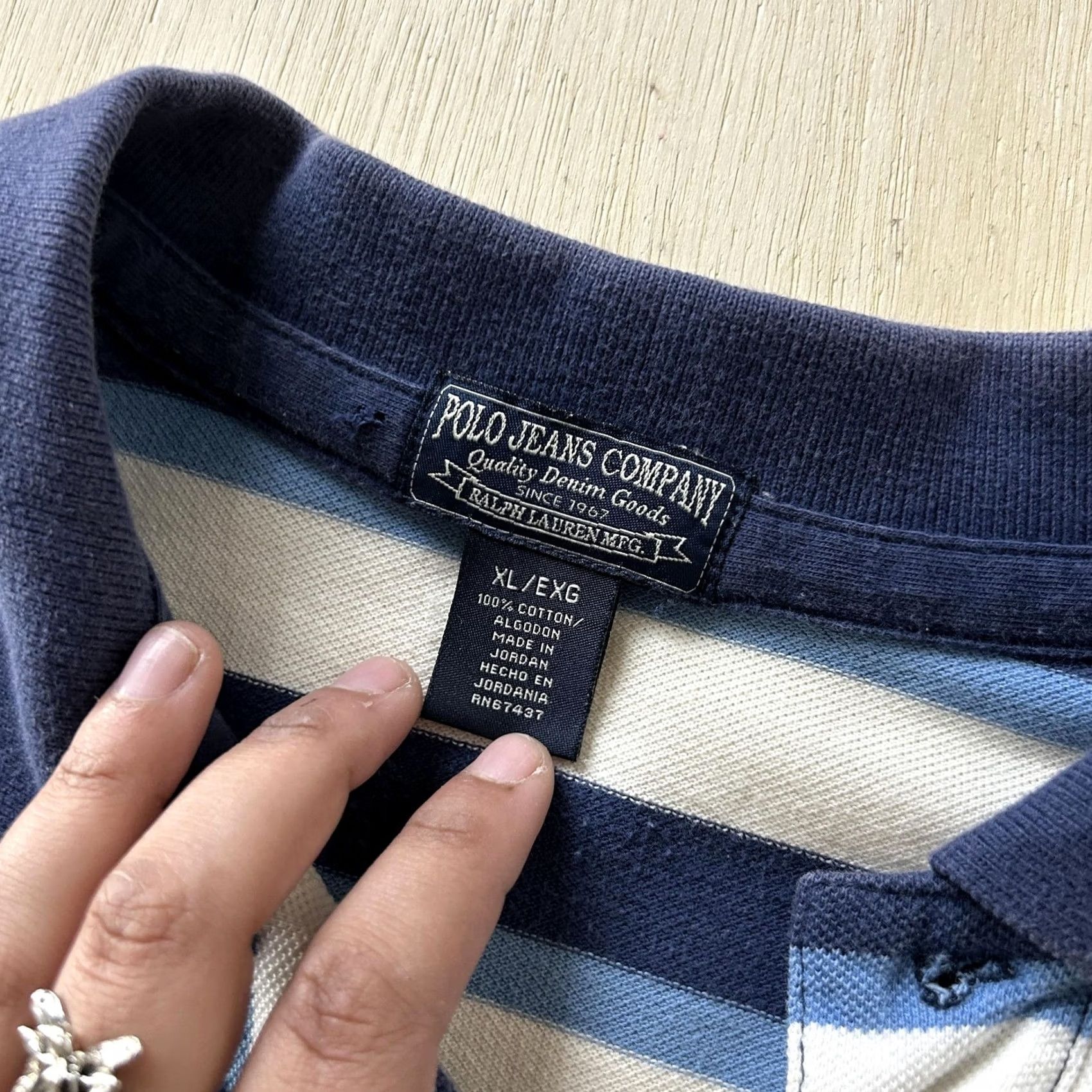 Vintage Polo Jeans Company Shirt Mens XL Blue Striped Short Sleeve RL Flag Logo Polo Size US XL / EU 56 / 4 - 4 Thumbnail