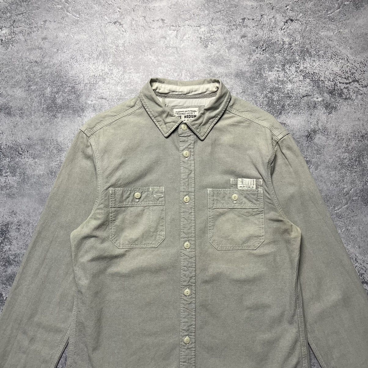 Allsaints × Vintage Vintage Allsaints Gray Shirt Button Up Streetwear Y2K Size US M / EU 48-50 / 2 - 2 Thumbnail