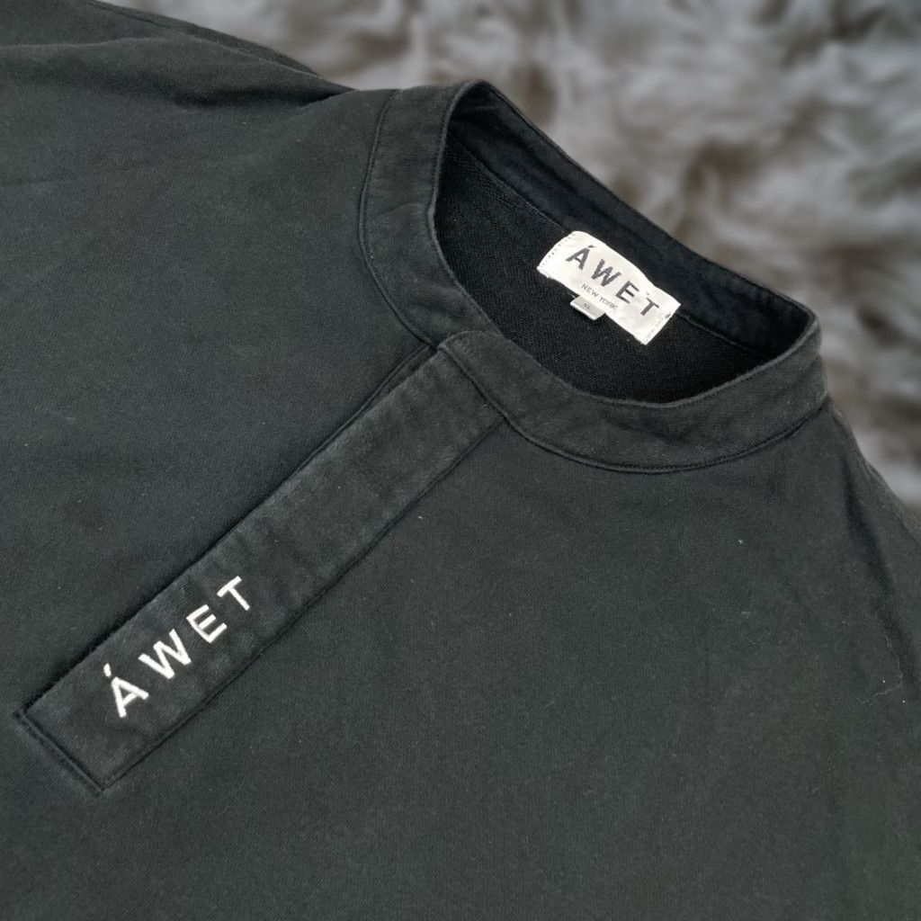 Vintage Awet Men’s Sweatshirt Pullover Embroidered Henley Black XL Mens Size US XL / EU 56 / 4 - 1 Thumbnail