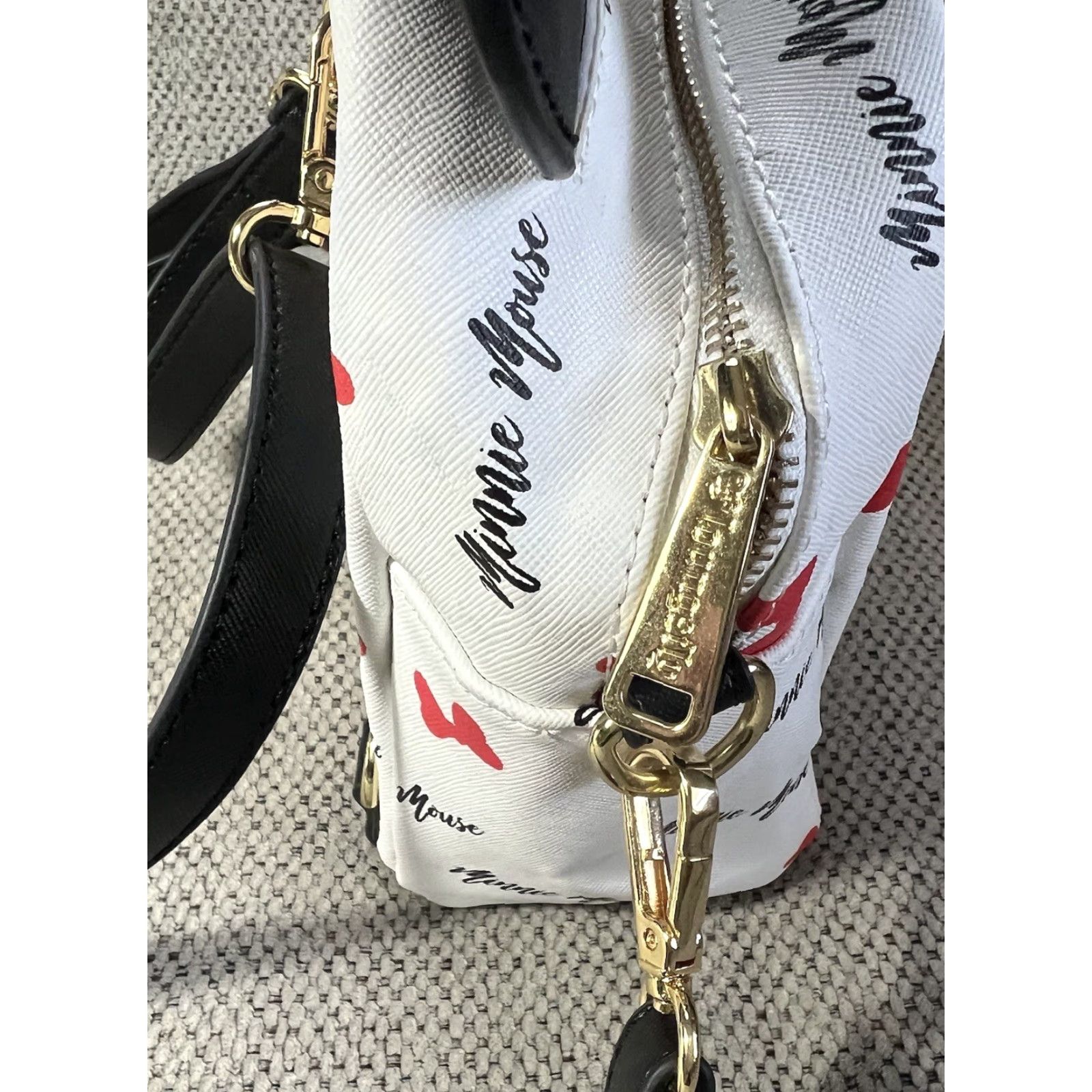 VINTAGE Loungefly Mini Backpack Minnie Mouse Ears White Red Bowties Convertible Leather Women