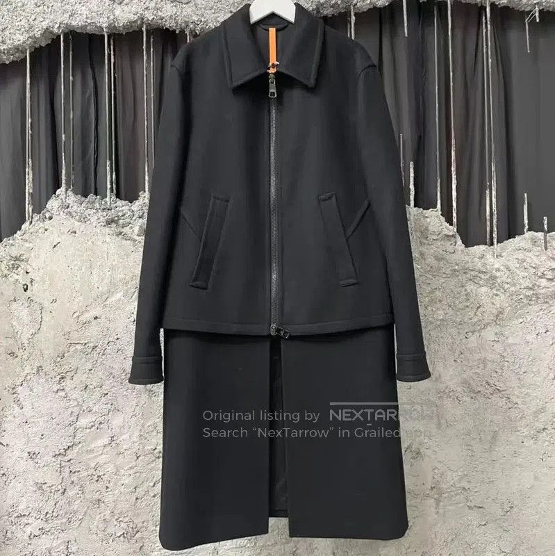 【Neil Barrett】2011AW ウールラップコート NeIL BarreTT Black Wool Men's Long Coat .