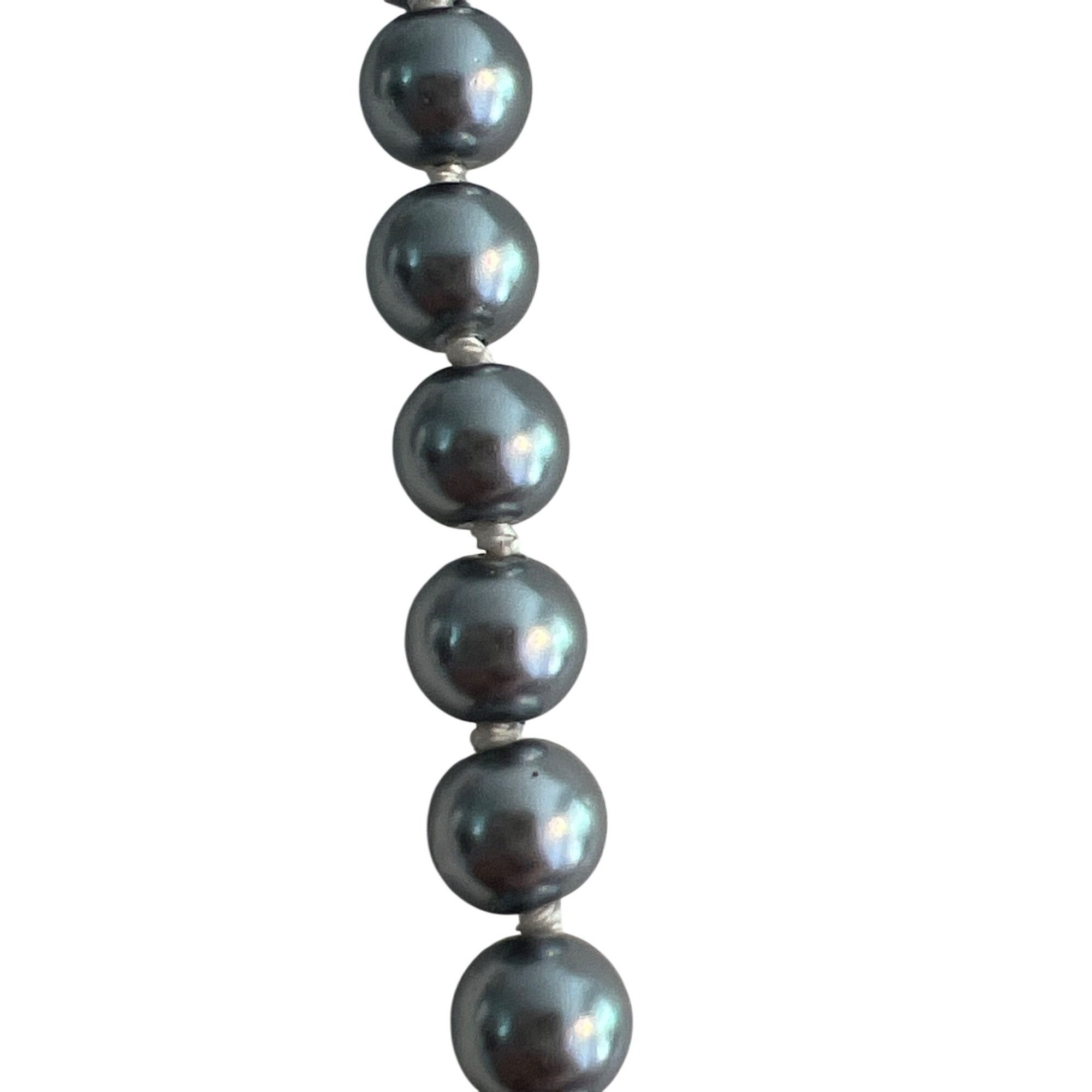 Other Vintage Silver Faux Pearl Necklace Knotted Sterling Silver H Size ONE SIZE - 3 Thumbnail