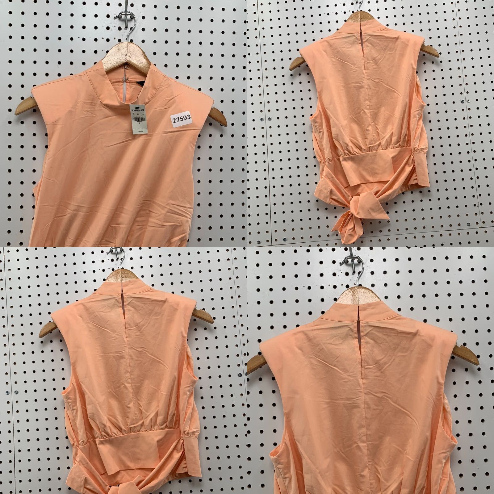 Express Express Tank Top Cropped Padded Shoulder Mock Neck SMall Tie Front Pink Women's Size S / US 4 / IT 40 - 9 Thumbnail