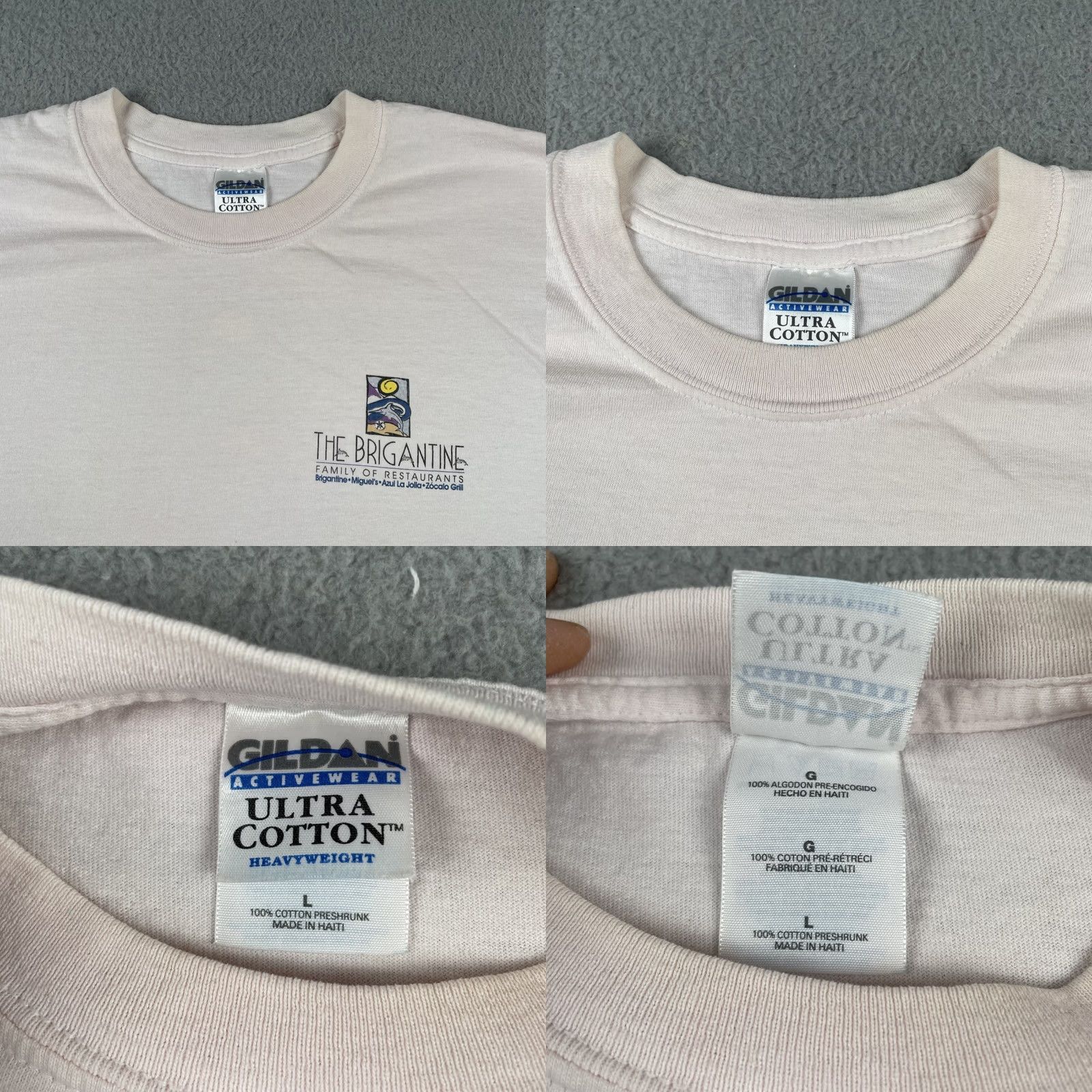 Gildan VINTAGE Gildan T-Shirt Brigantine California 90s Mens Large Pink Tee Shirt Crew Neck Regular Fit Size US L / EU 52-54 / 3 - 9 Thumbnail
