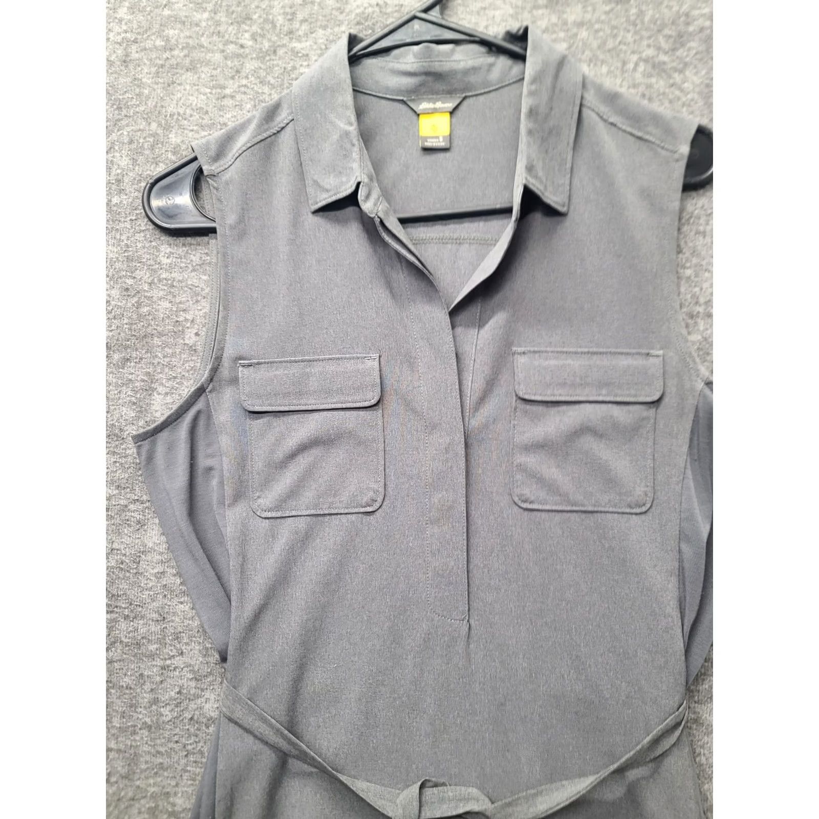 Eddie Bauer Eddie Bauer Travex Shirt Dress Womens S Belted Pockets Lightweight Short Sleeveless? No sleeves? Actually Sleeveless. Gray Polyster Blend Shirt Dress Size S / US 4 / IT 40 - 6 Thumbnail