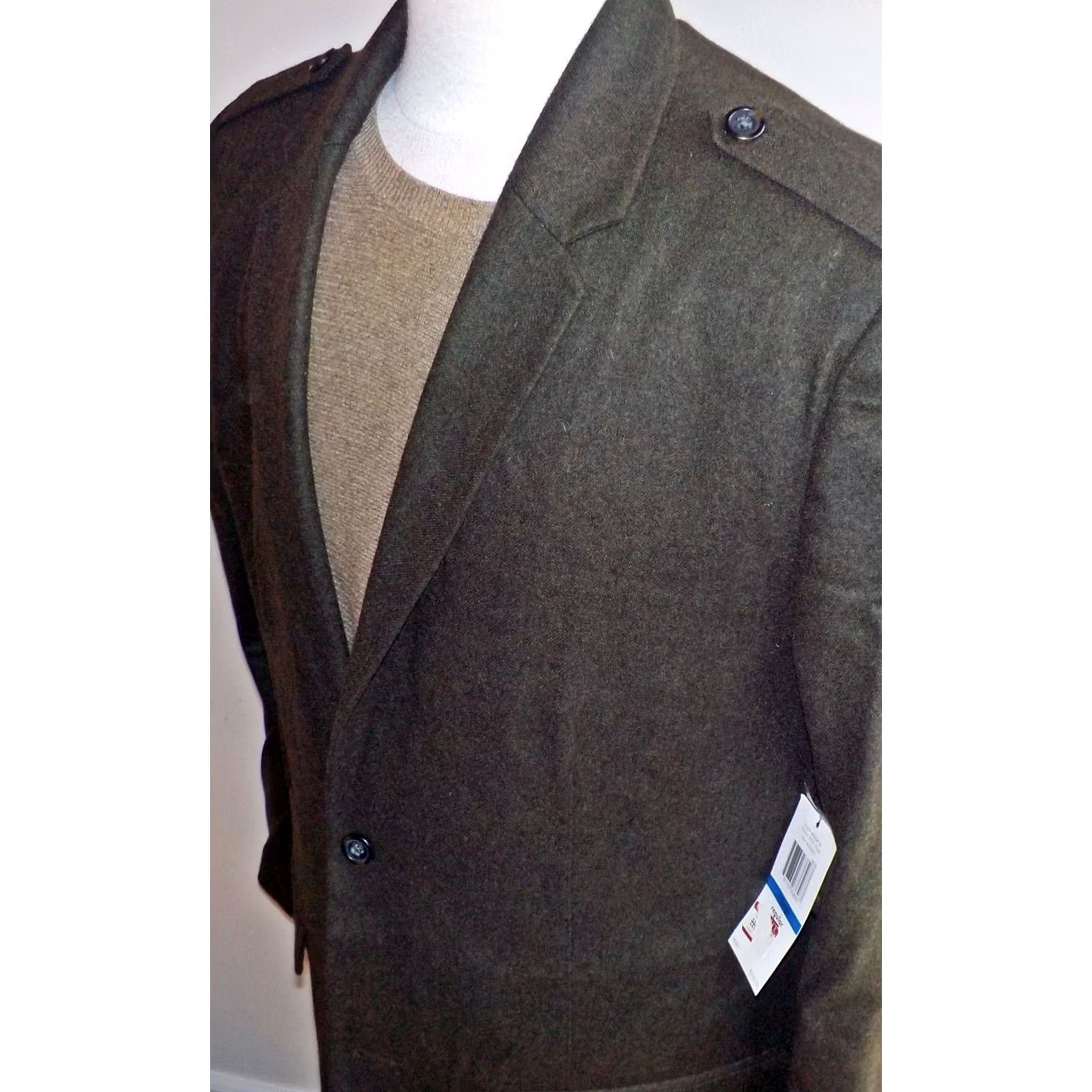 Calvin Klein Calvin Klein Blazer Army Green XL NWT The Militant Wool Blend Blazer Men Blazer Army Militant Epaulettes 2 Button Solid Size 46R - 4 Thumbnail