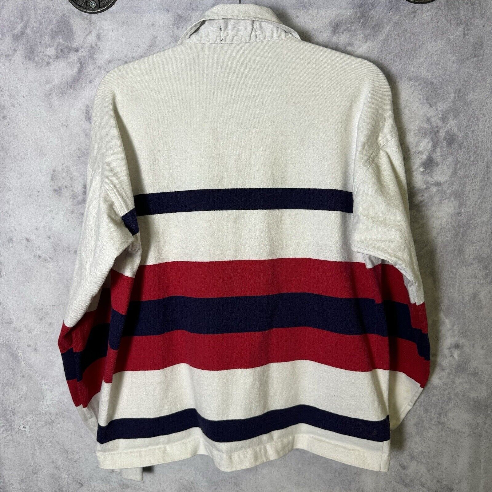 Gant × Vintage Gant Rugger Long Sleeve Rugby Shirt Mens Medium White Stripe Size US M / EU 48-50 / 2 - 2 Thumbnail