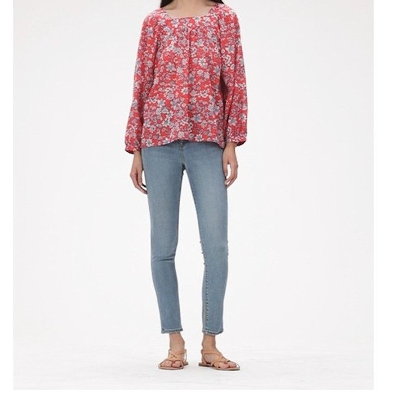 Gap GAP Blouson Sleeve Square Neck Blouse Red Large Petite Size L / US 10 / IT 46 - 1 Thumbnail