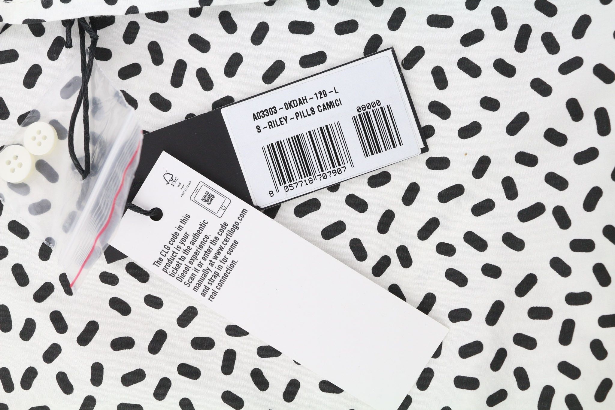 Diesel S-RILEY-PILLS L Patterned Collar Light 40521 Size US L / EU 52-54 / 3 - 6 Thumbnail
