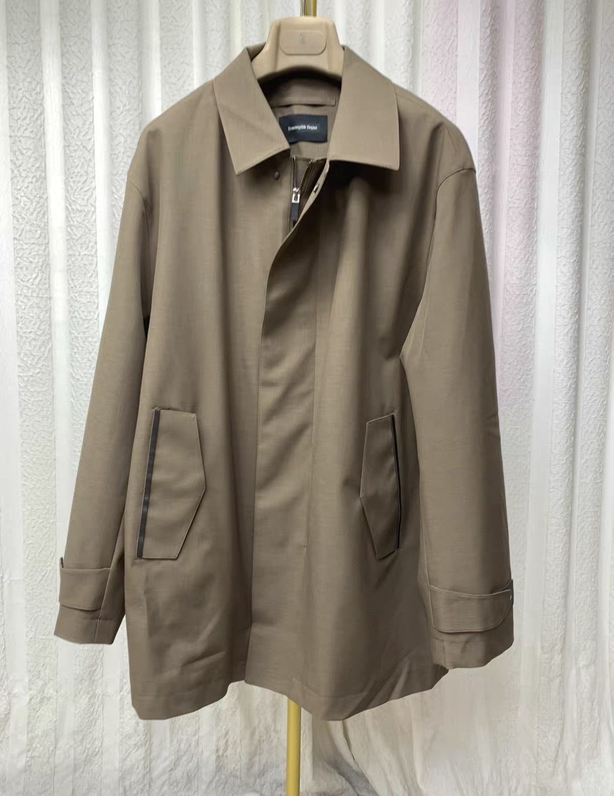 Ermenegildo Zegna Ermenegildo Zegna Coffee Taped Lapel Trench Coat Size US M / EU 48-50 / 2 - 2 Thumbnail