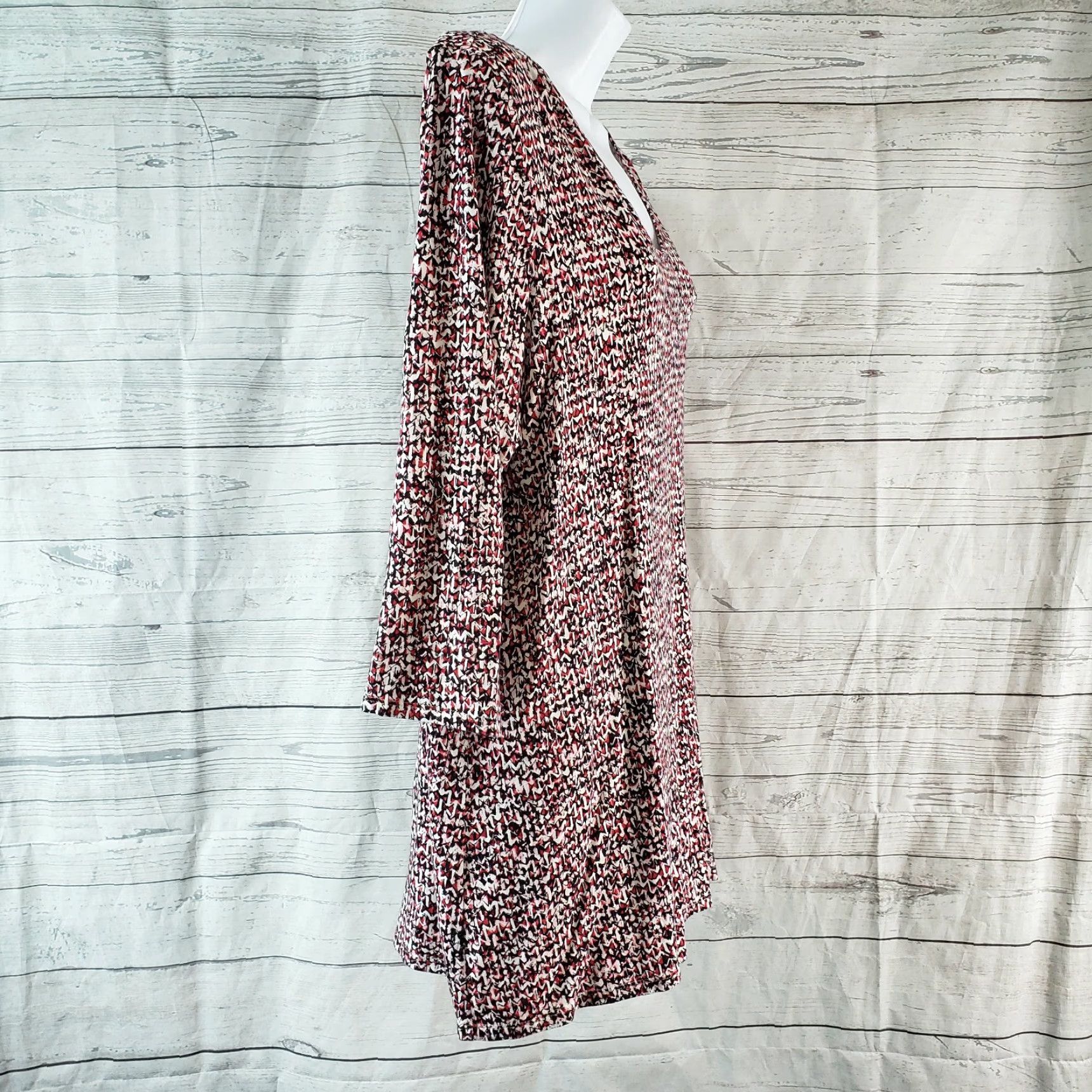 J. Jill J Jill Wearever Collection Womens Blouse Shirt 3/4 Sleeve Scoop Neck Black Red L Size L / US 10 / IT 46 - 3 Thumbnail