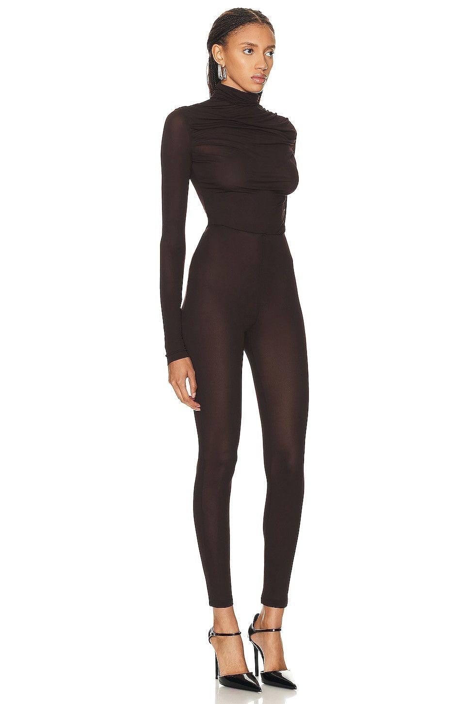 Saint Laurent Paris o1s1wg110225 759160 Catsuit in Jersey Voile in Cedar Brown Size 28" / US 6 / IT 42 - 2 Thumbnail