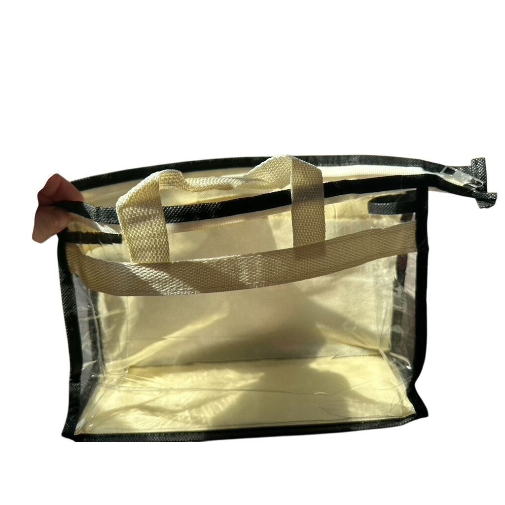 Other New Handbag with Handles and Zipper (Cream and Black Color) Size ONE SIZE - 6 Thumbnail