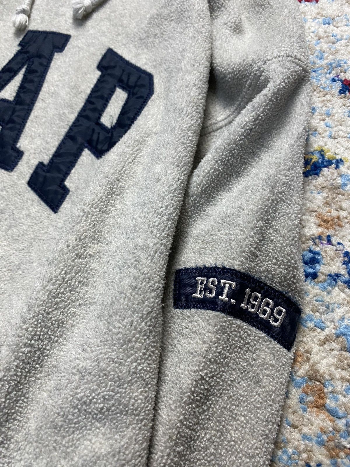Gap × Vintage Vtg 90s GAP Abstract Fur Lining Pull Over Hoodie Size US M / EU 48-50 / 2 - 4 Thumbnail