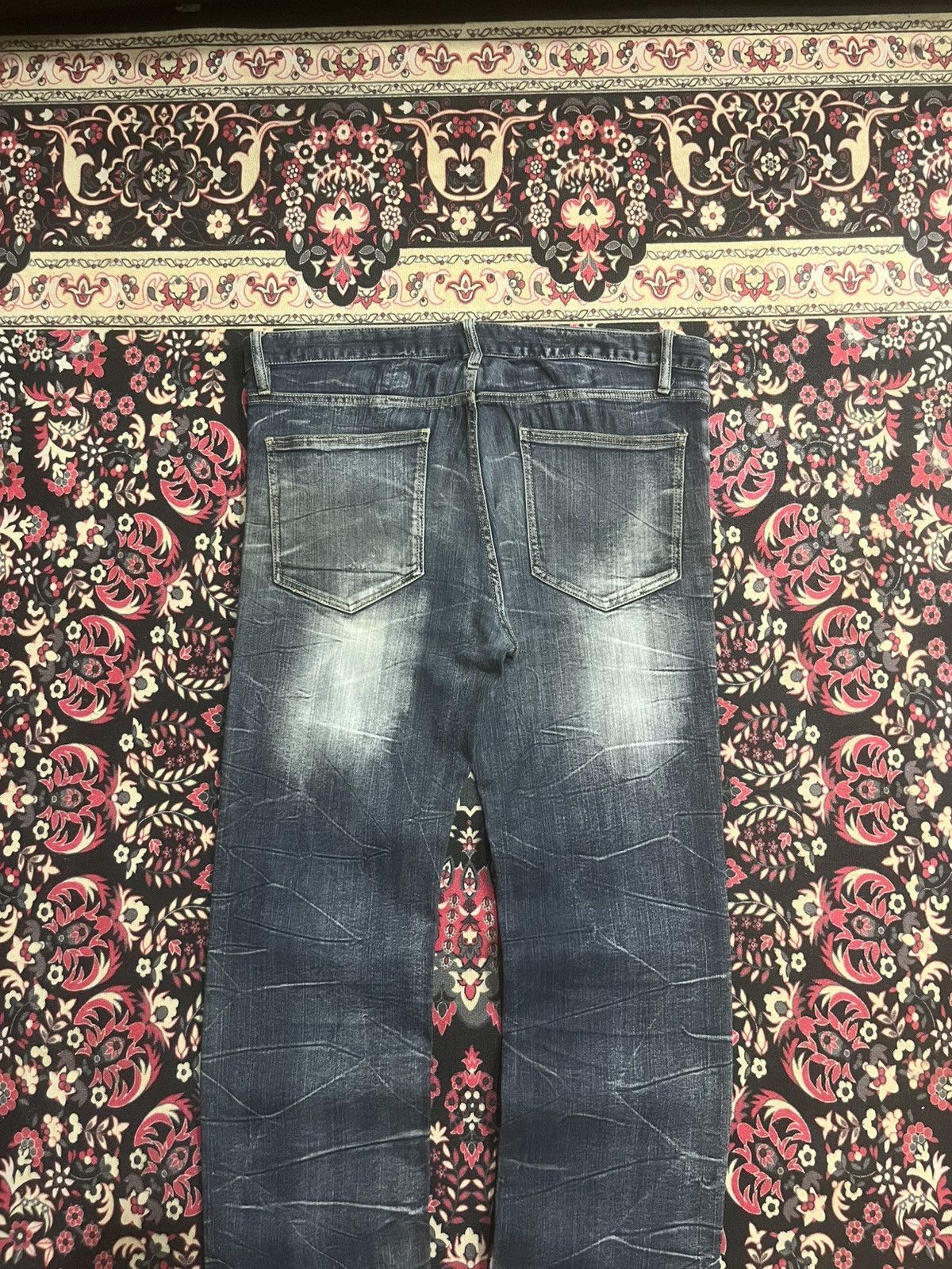 Japanese Brand Vintage Japanese Brand Blue Cracked Washed Ripped Jeans Size US 36 / EU 52 - 5 Thumbnail