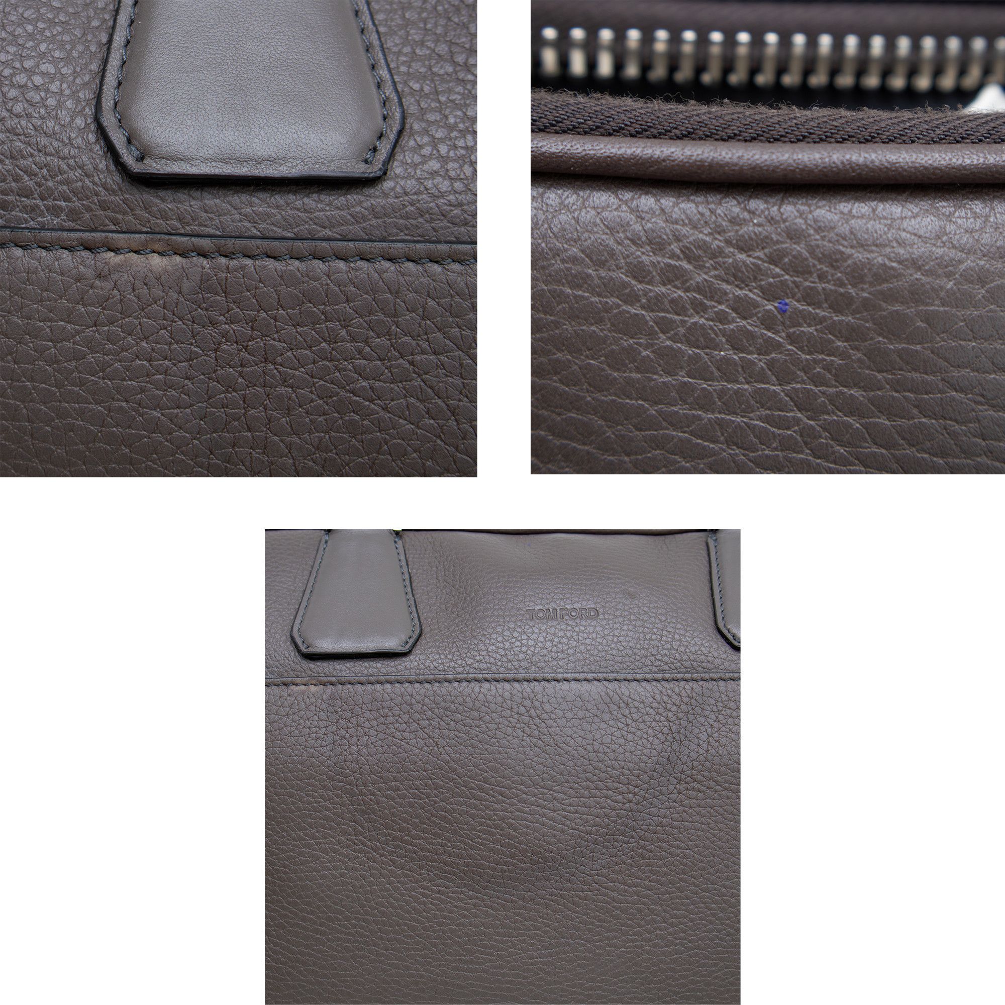 Tom Ford Tom Ford BuckleyGrey Pebbled Leather Briefcase Business Bag Size ONE SIZE - 12 Thumbnail